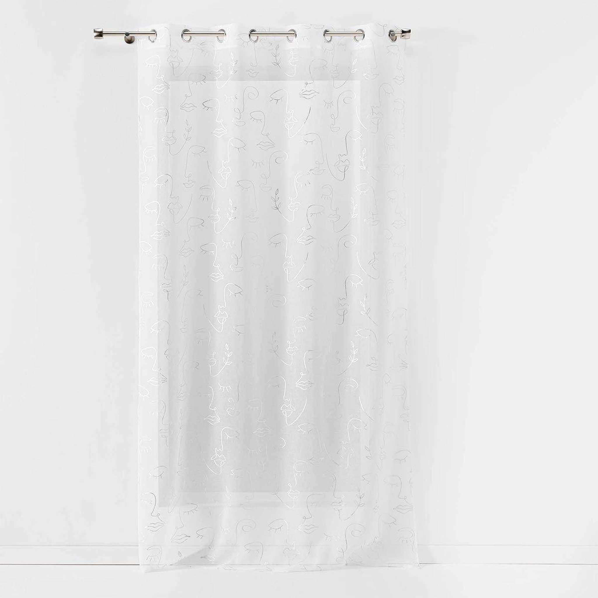 Douceur d'Intérieur Rideau voilage à œillets  arty line  140x240cm blanc & argent