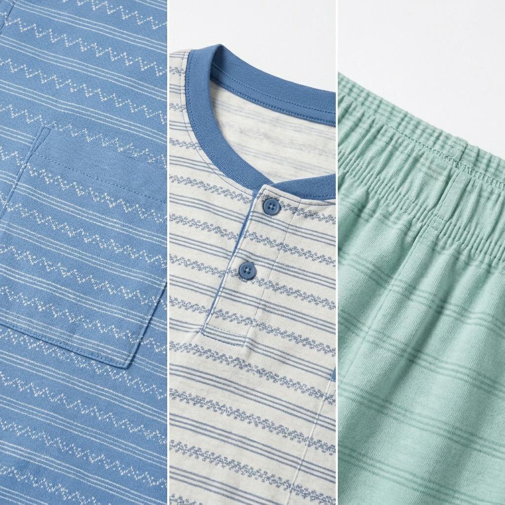 Voir la diapositive 3 : OZABI OZABI Pack 3 Pyjamas Courts Homme Coton Majoritaire, Col Bouton