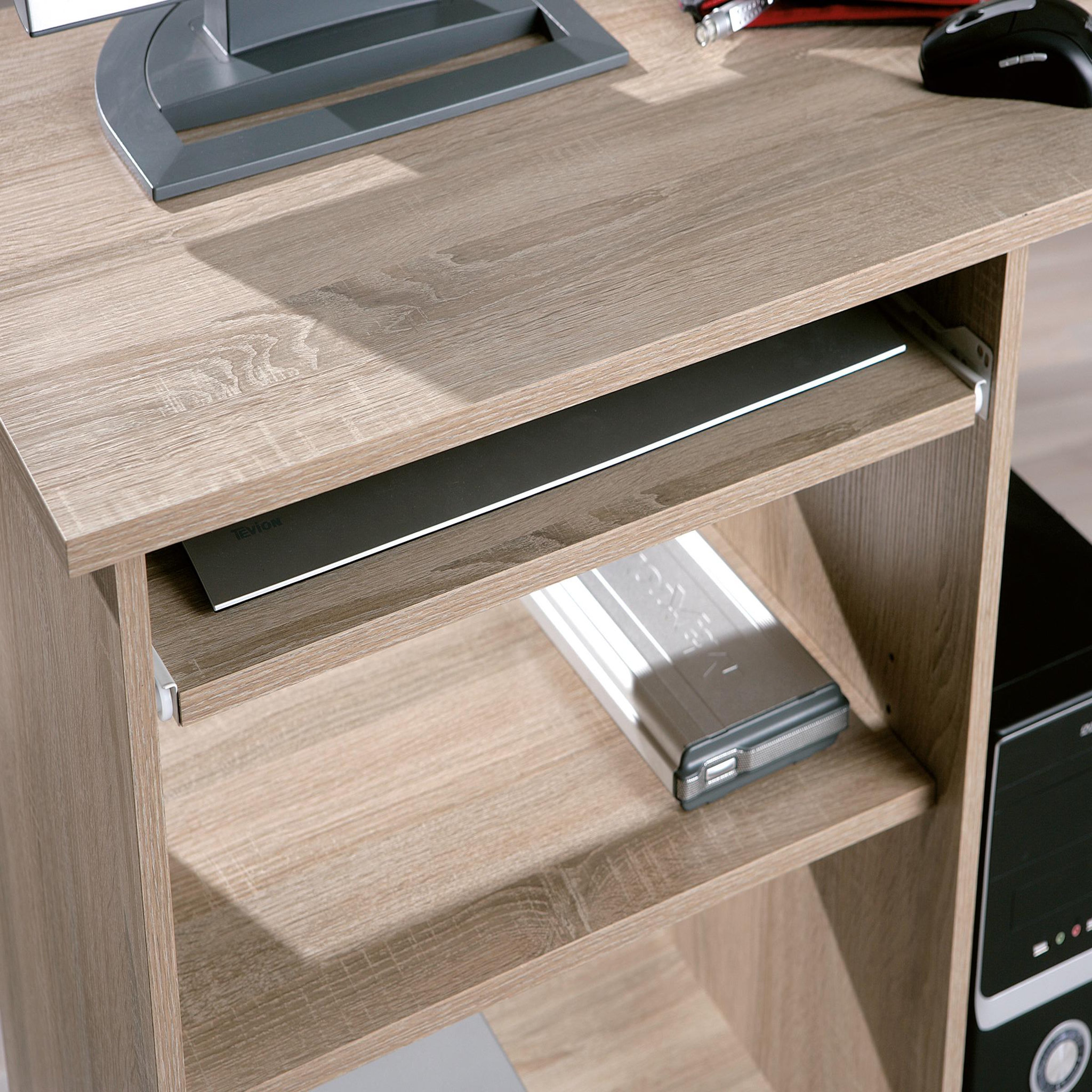 Voir la diapositive 3 : Bureau droit informatique avec tablette coulissante et roulettes L80cm  ADRIEN