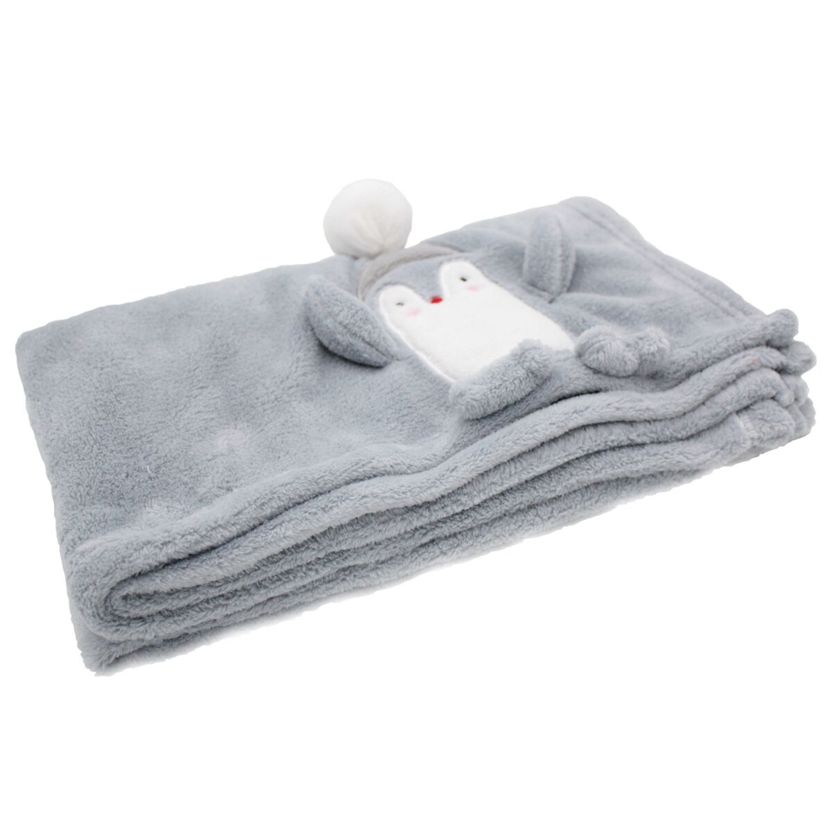 Babycalin Couverture flanelle polaire 75 x 100 cm Pingouin gris