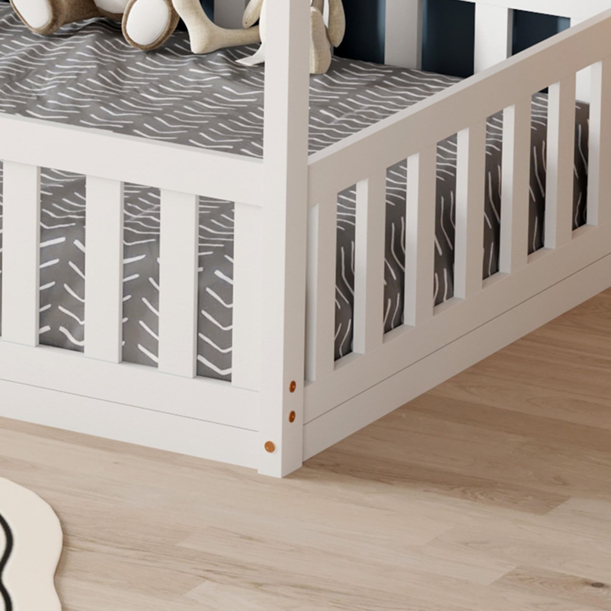 MINEA MINEA | Lit cabane avec barrière NID ENCHANTE 90x190 cm (matelas non inclus)