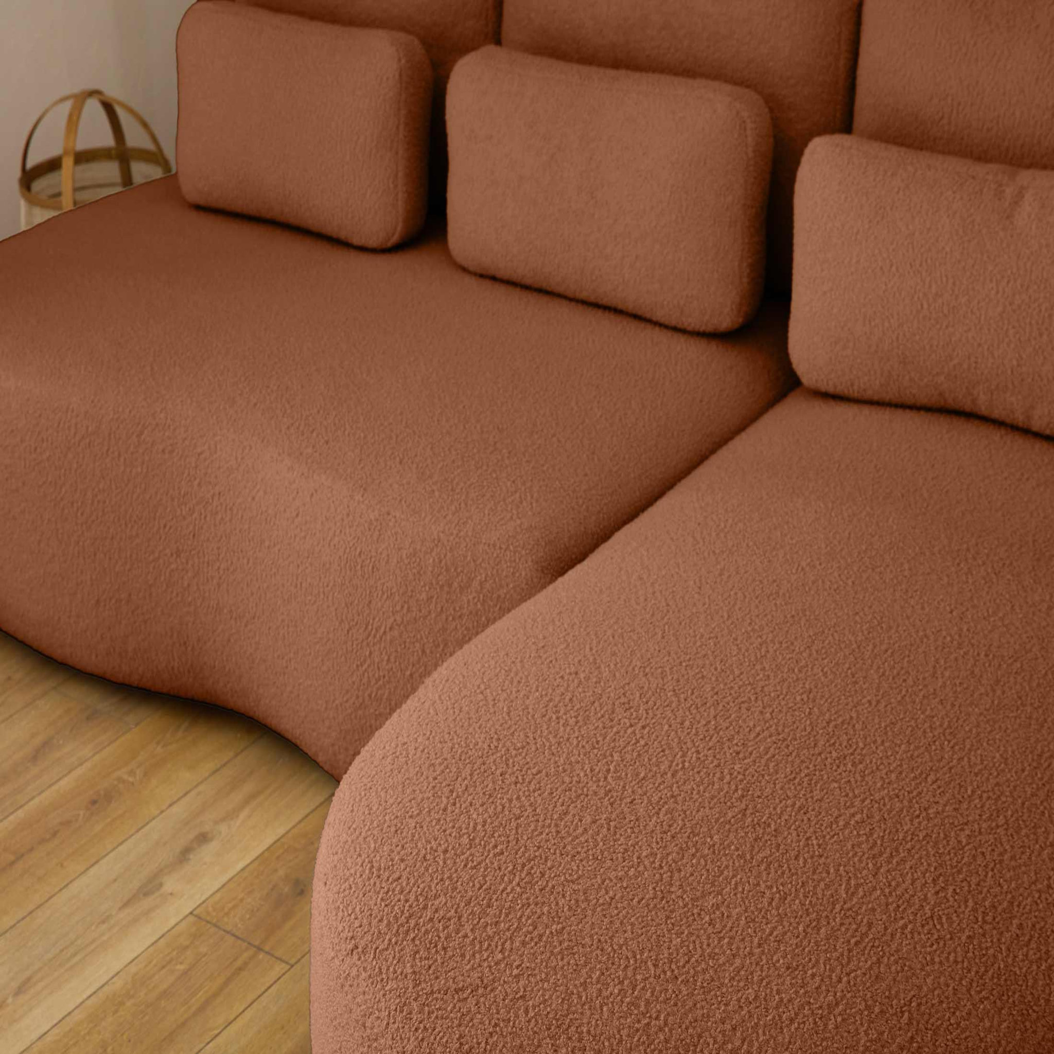 Voir la diapositive 4 : LISA DESIGN Mahina - canapé d'angle droit - 4 places - convertible avec coffre - en tissu bouclette