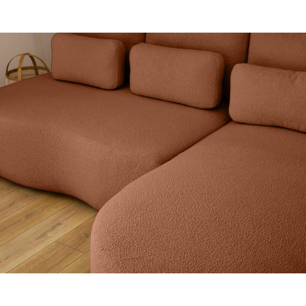 LISA DESIGN Mahina - canapé d'angle droit - 4 places - convertible avec coffre - en tissu bouclette