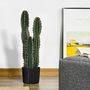 Voir la diapositive 2 : OUTSUNNY Cactus artificiel grand réalisme 3 pieds dim. Ø 17 x 60H cm pot inclus vert