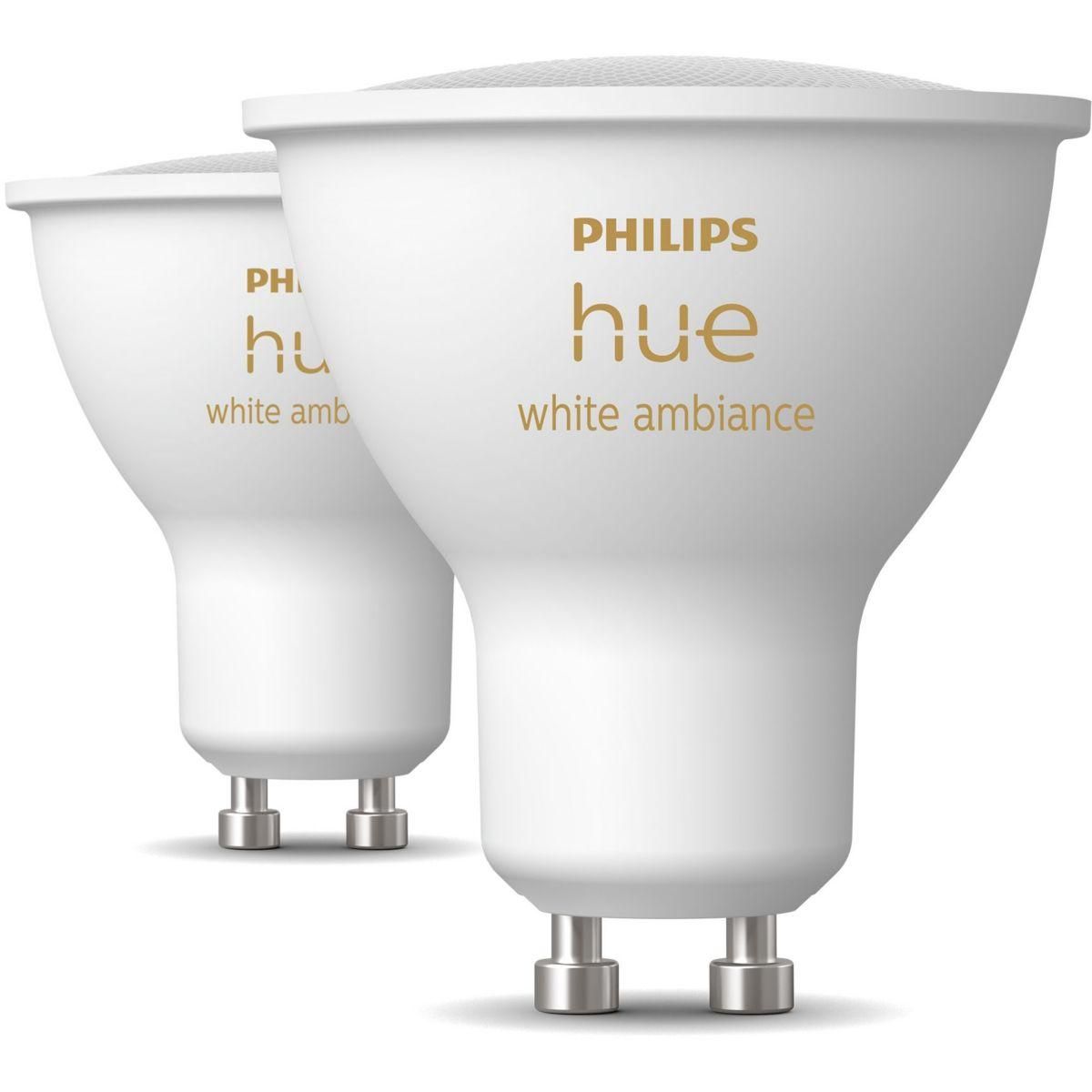 Philips Ampoule LED connectée Hue Pack x 2 ampoules GU10 Hue White