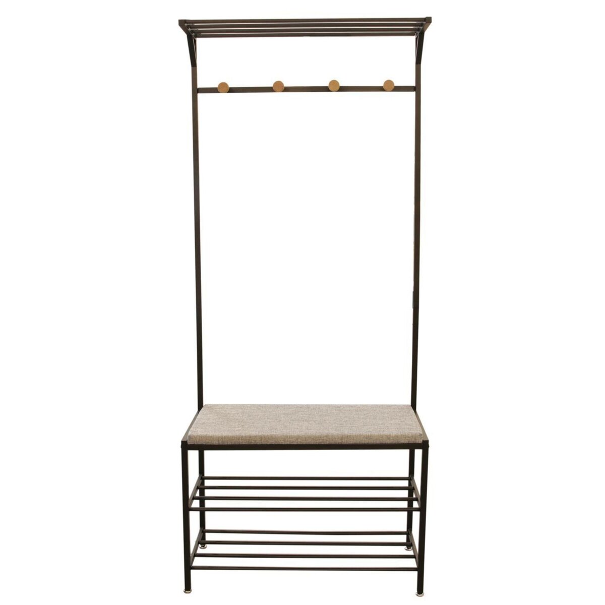 The Home Deco Factory Portemanteau avec banc 4 accroches - Noir