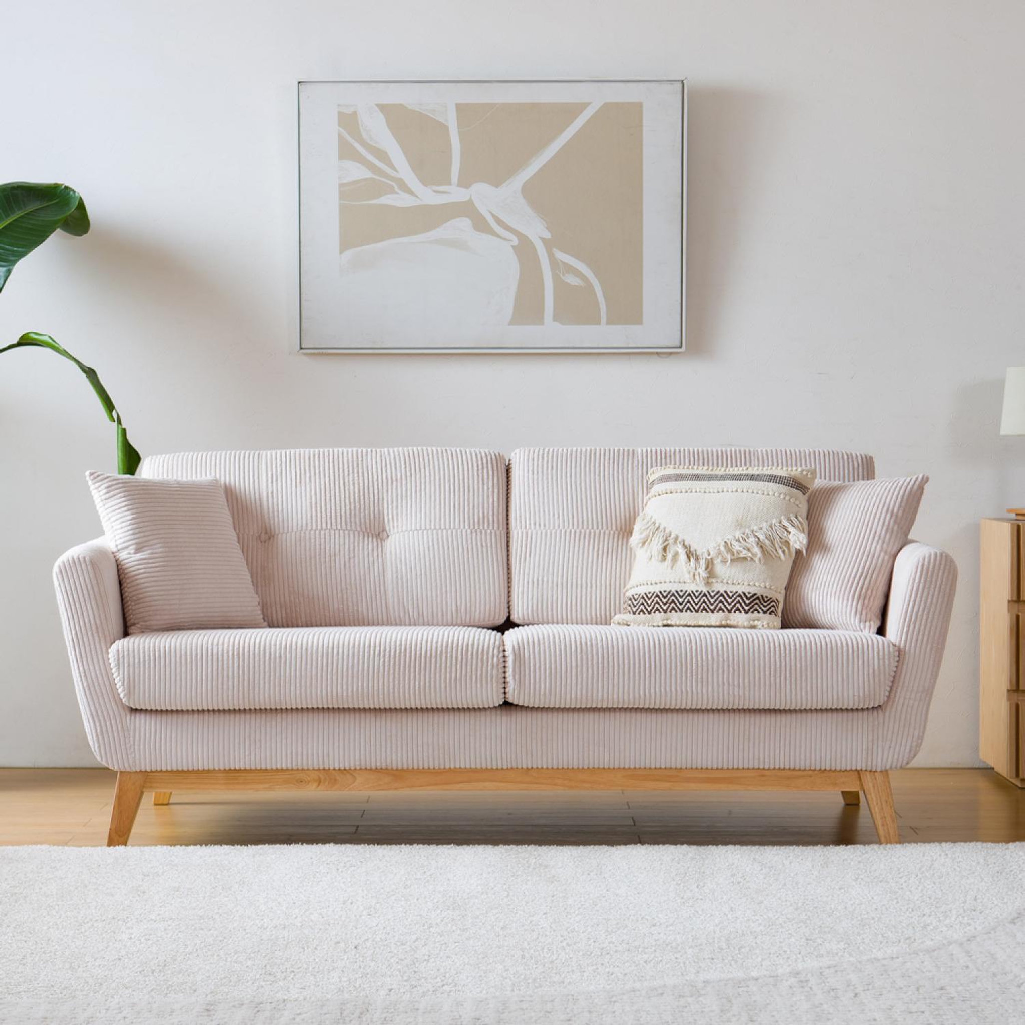 CONCEPT USINE Canapé 3 places scandinave velours côtelé beige hoga