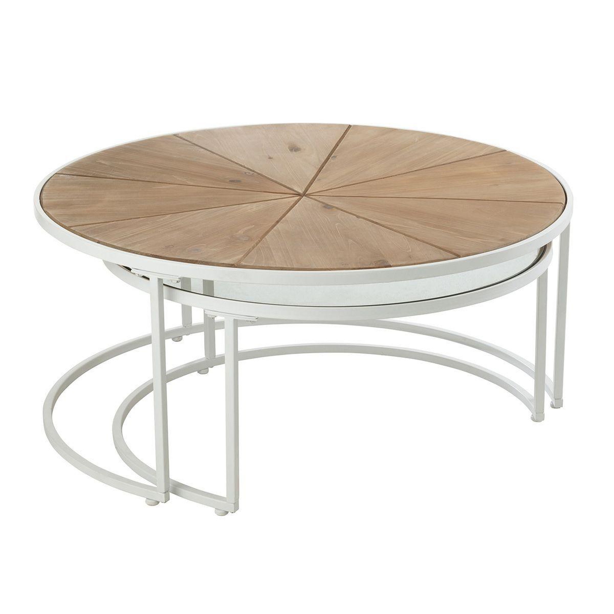 Voir la diapositive 2 : J-LINE Lot de 2 tables basses design  lounge  91cm blanc