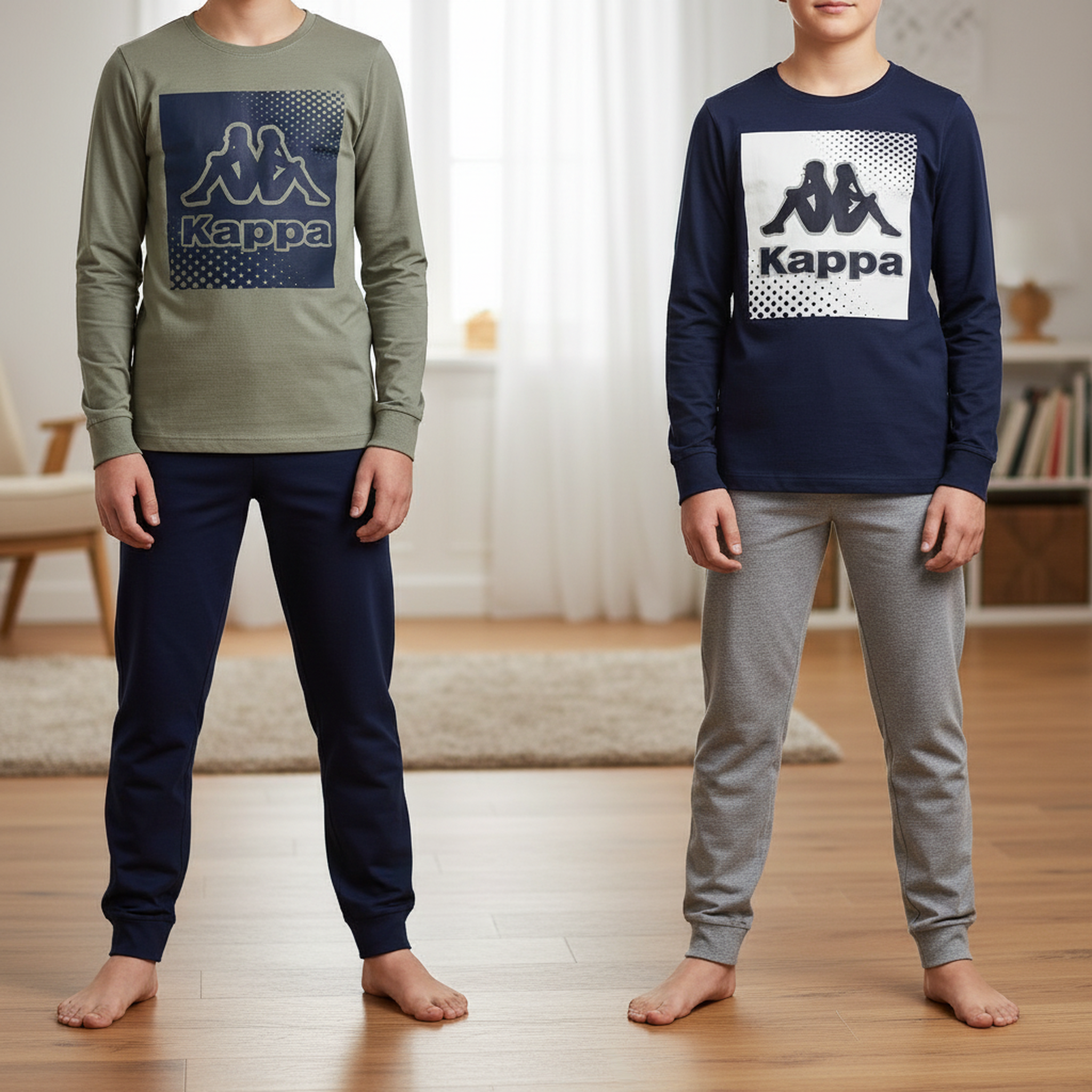 Voir la diapositive 2 : KAPPA Kappa pyjama long garçon pack de 2 coton logo omini col rond manches longues