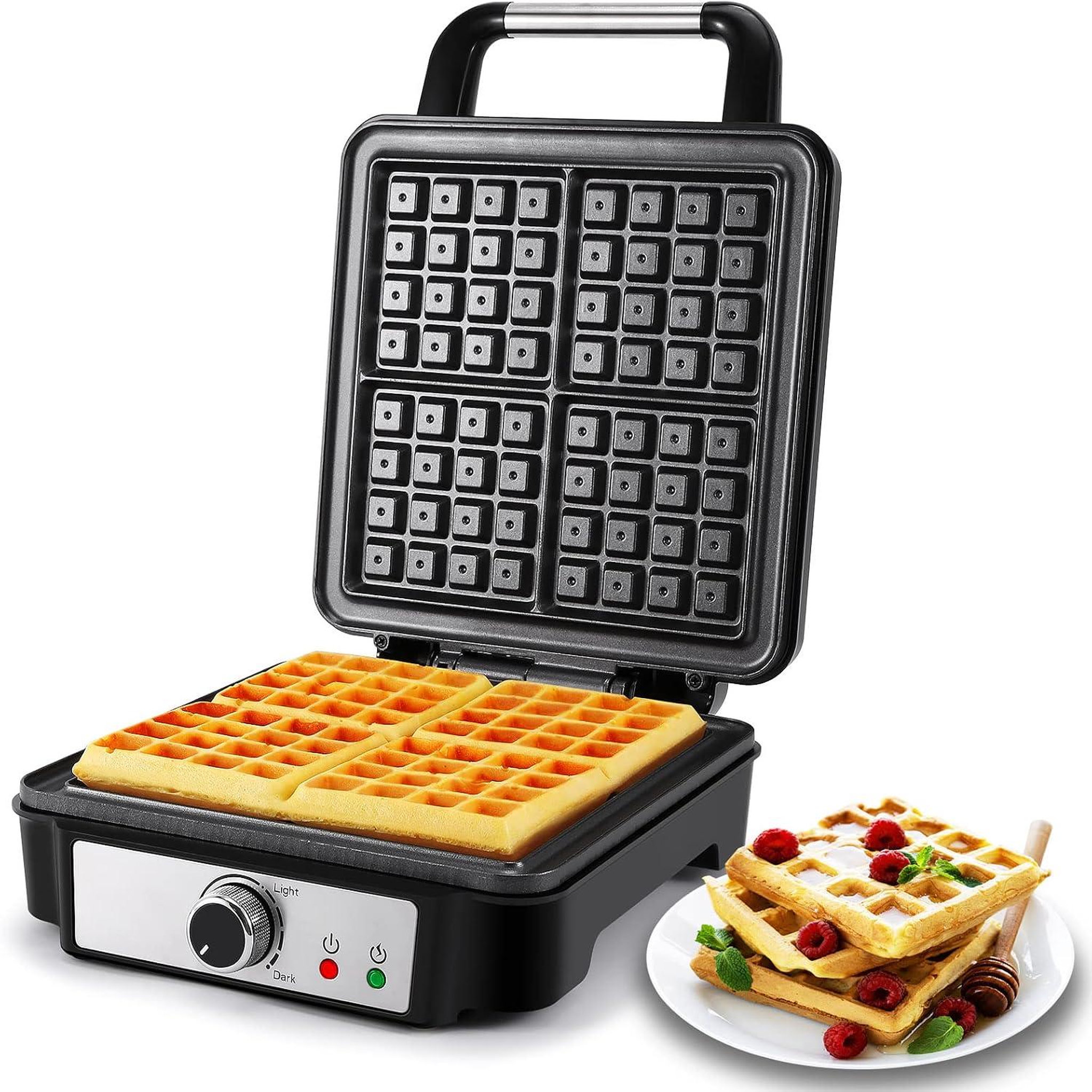 YASHE Gaufrier belge, 4 gaufres, 1200 W, 5 niveaux