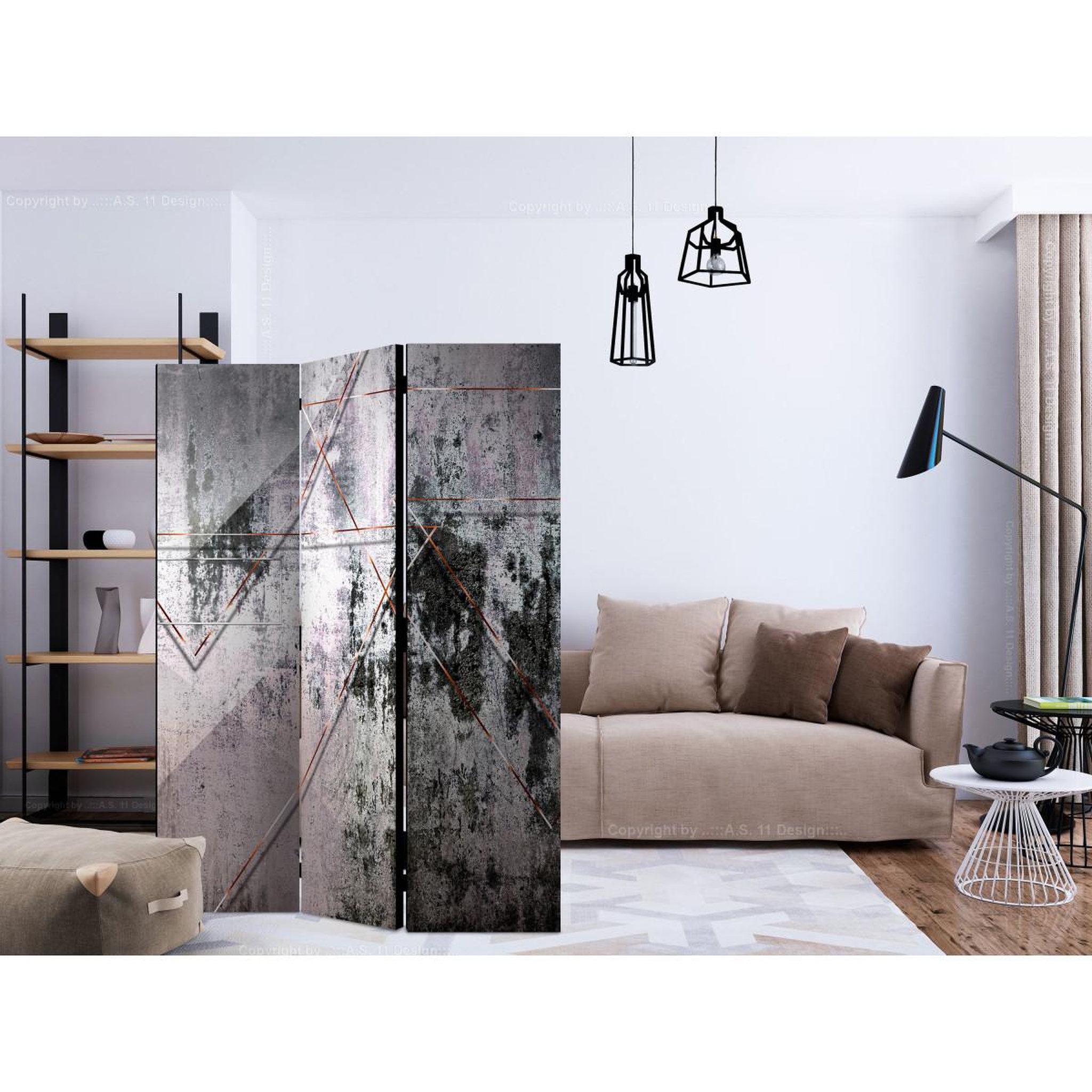 Voir la diapositive 2 : Paris Prix Paravent 3 volets  geometric wall  135x172cm