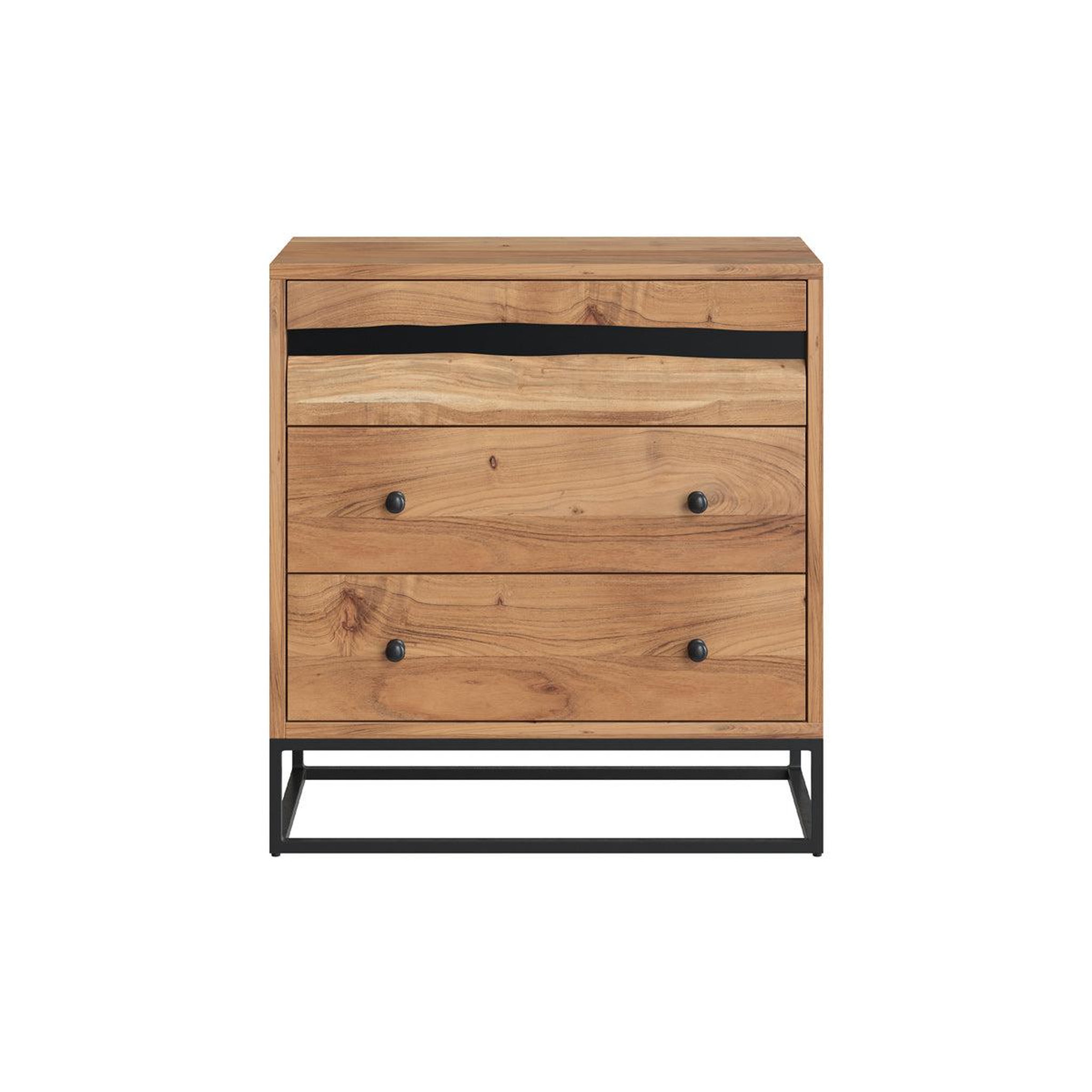 MAISON PAVANE Commode en bois d'acacia et métal, 3 tiroirs-alabama