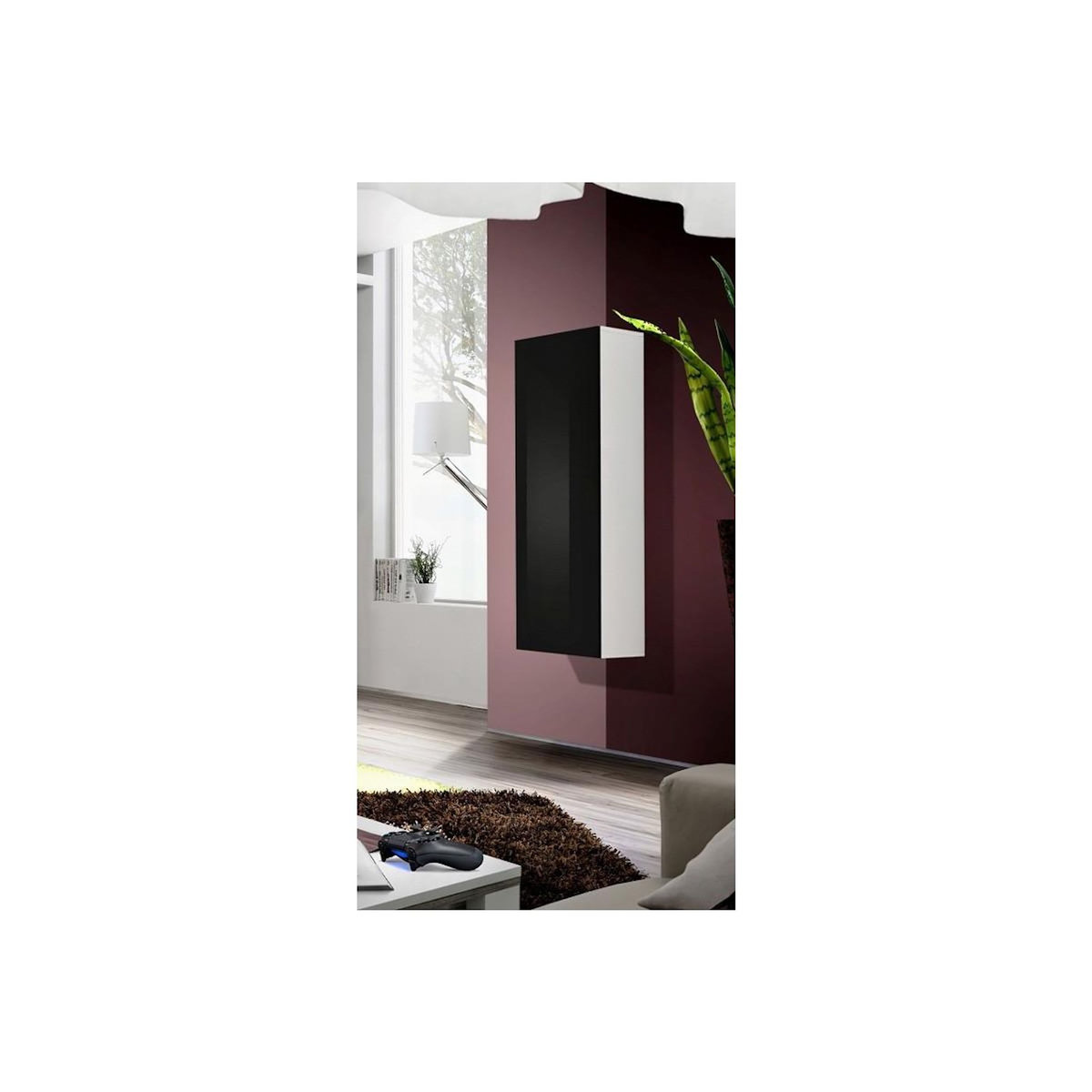 Paris Prix Vitrine Murale Design  Fly A1  126cm Noir & Blanc