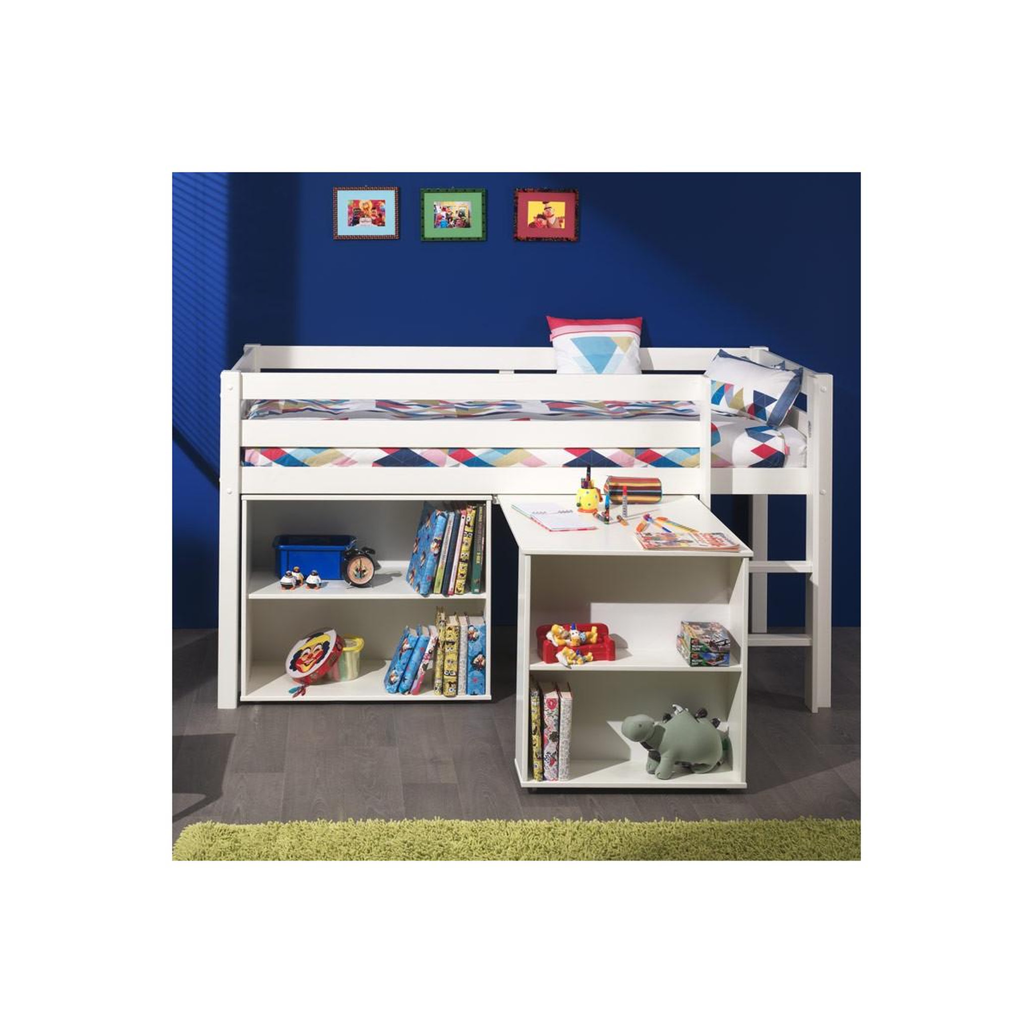 Voir la diapositive 2 : Paris Prix Pack - lit enfant bureau & bibliothèque  pino  blanc