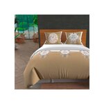 SOLEIL D'OCRE Parure housse de couette 260x240 cm en coton 57 Fils ESPRIT DE FAMILLE taupe, par Soleil d'ocre