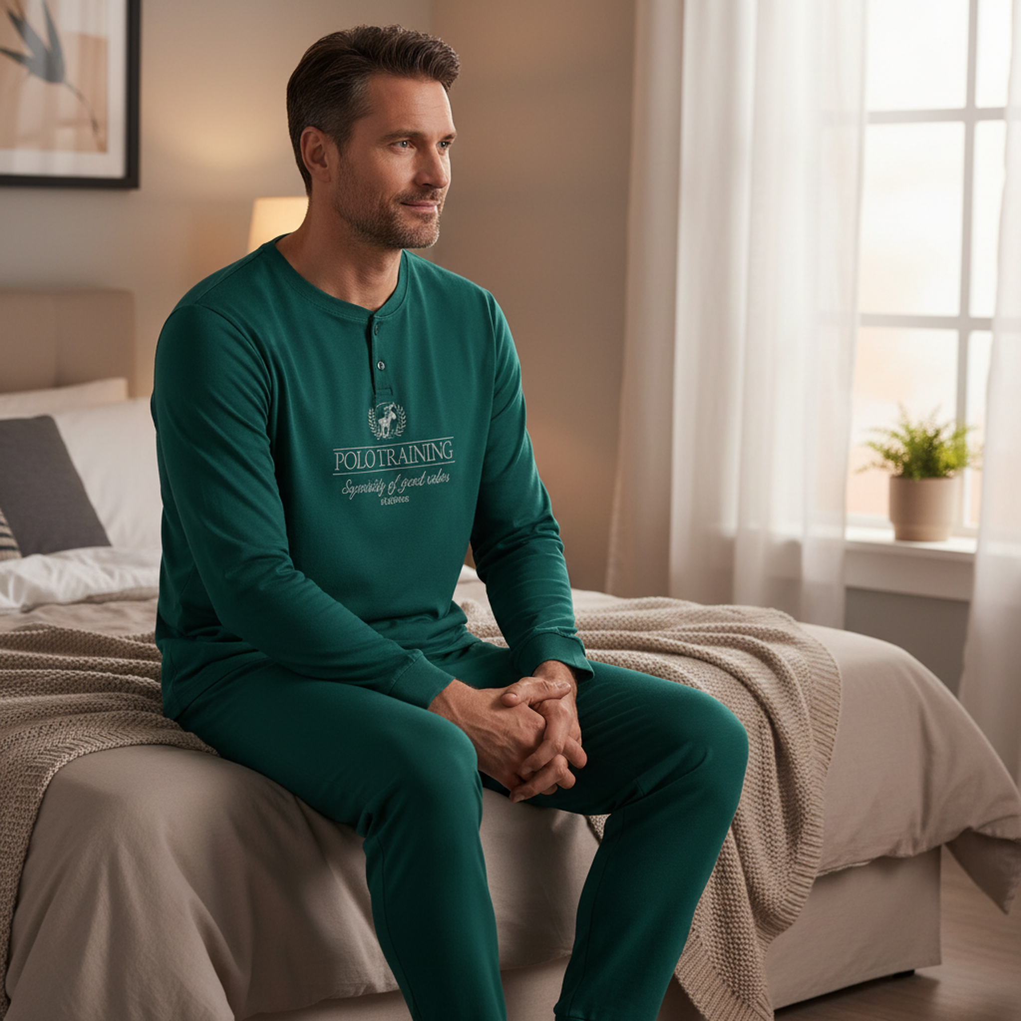 Voir la diapositive 4 : OZABI Ozabi pyjama homme doublé polaire print brodé