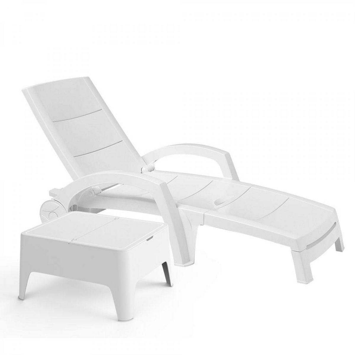 CONCEPT USINE Bain de soleil et petite table basse blanc OCEAN/ALASKA