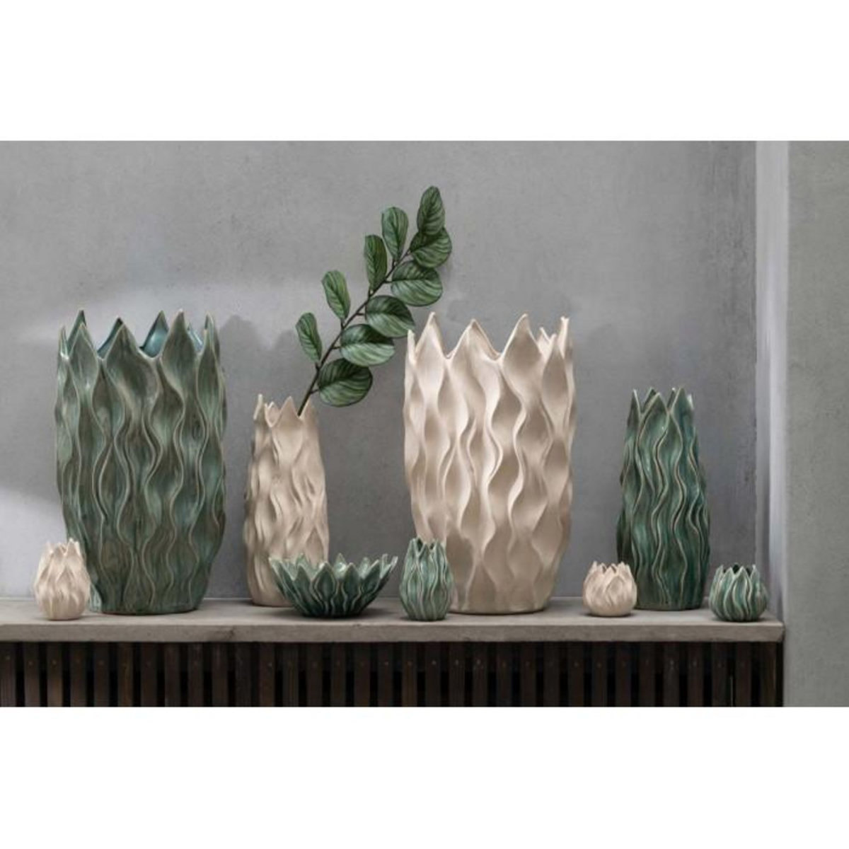 Paris Prix Vase Design en Céramique  Ivy  54cm Beige