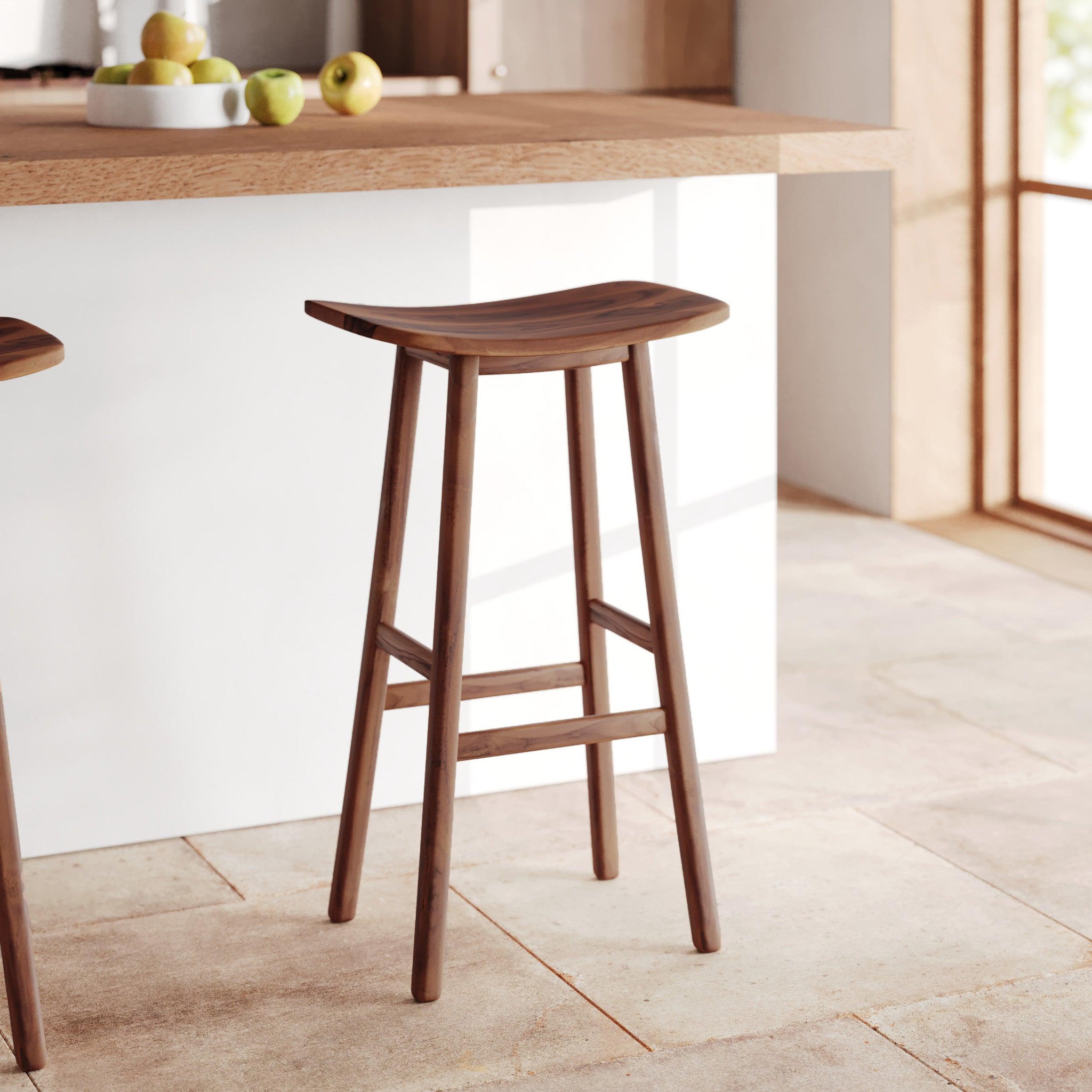 Voir la diapositive 2 : MAISON PAVANE Tabouret de bar en bois de teck 77 cm-vittoria