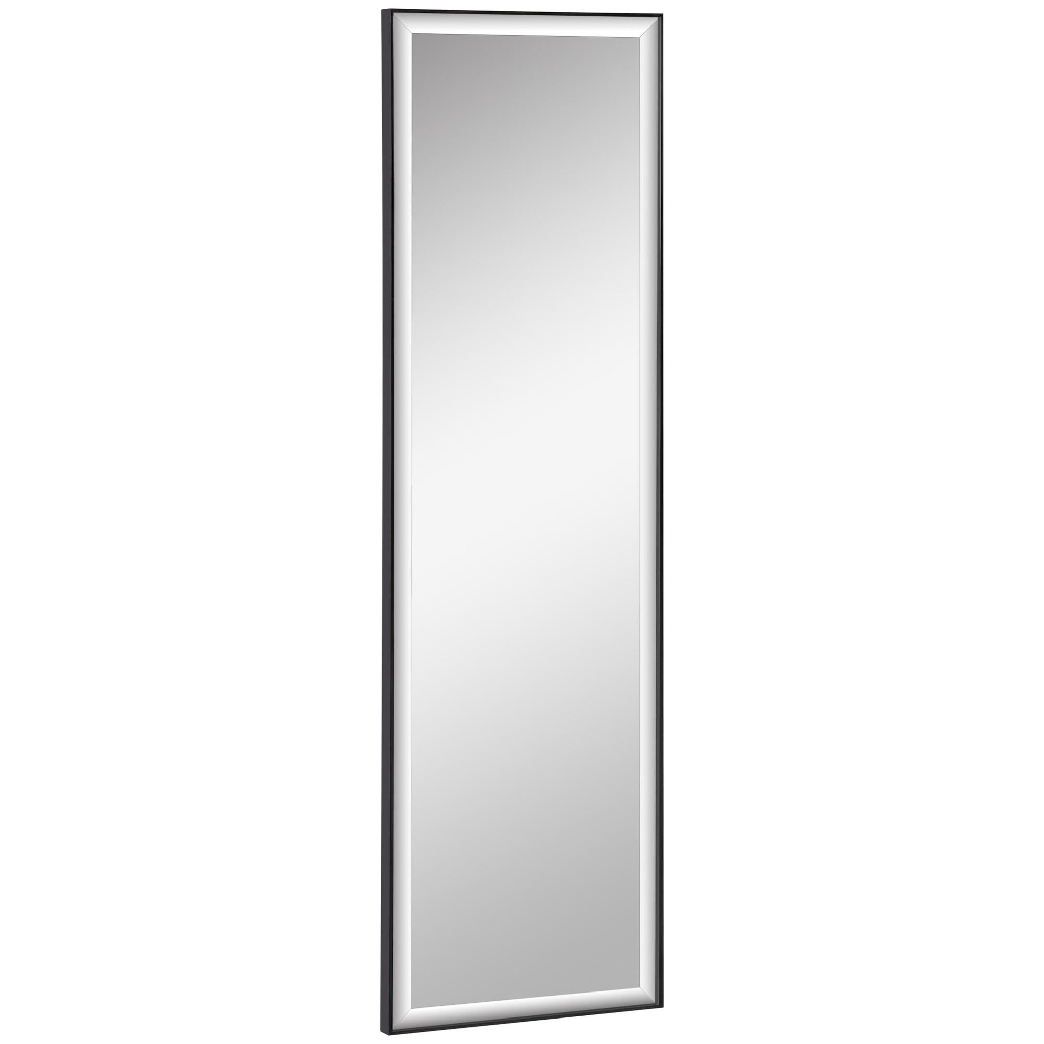 HOMCOM Miroir mural dim. 120L x 35l cm - film sécurité anti déflagrant, système attache inclus - cadre alliage alu. noir