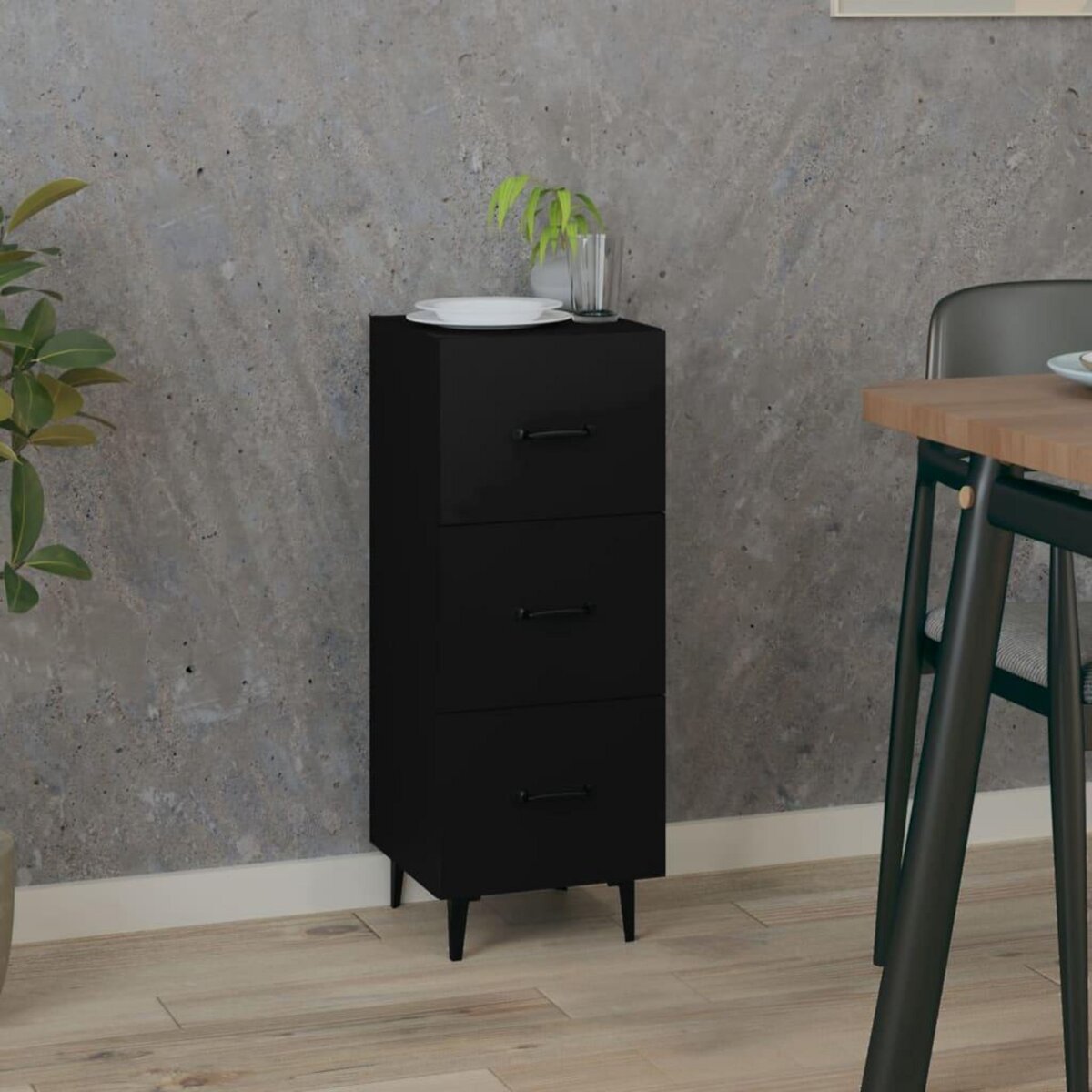 VIDAXL Buffet Noir 34,5x34x90 cm Bois d'ingenierie