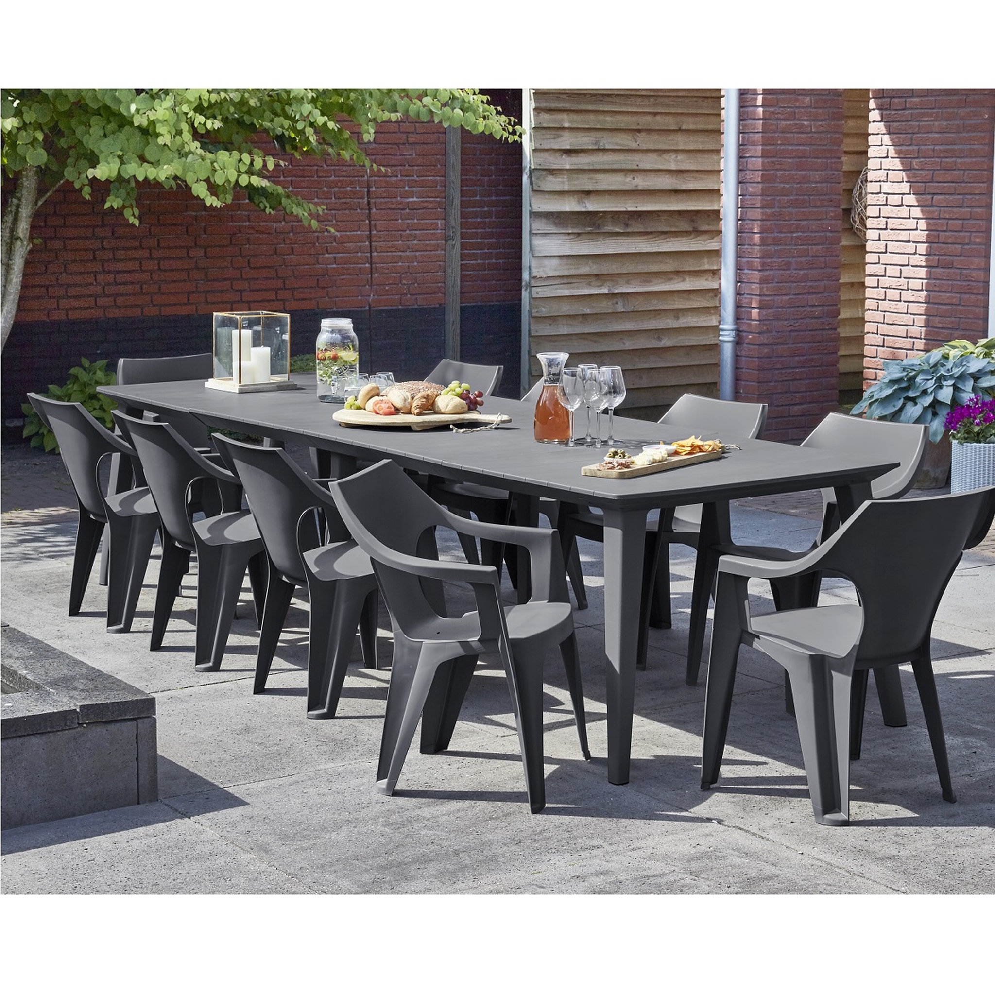 Voir la diapositive 2 : Fauteuil de jardin empilable - Résine - Anthracite - DANTE