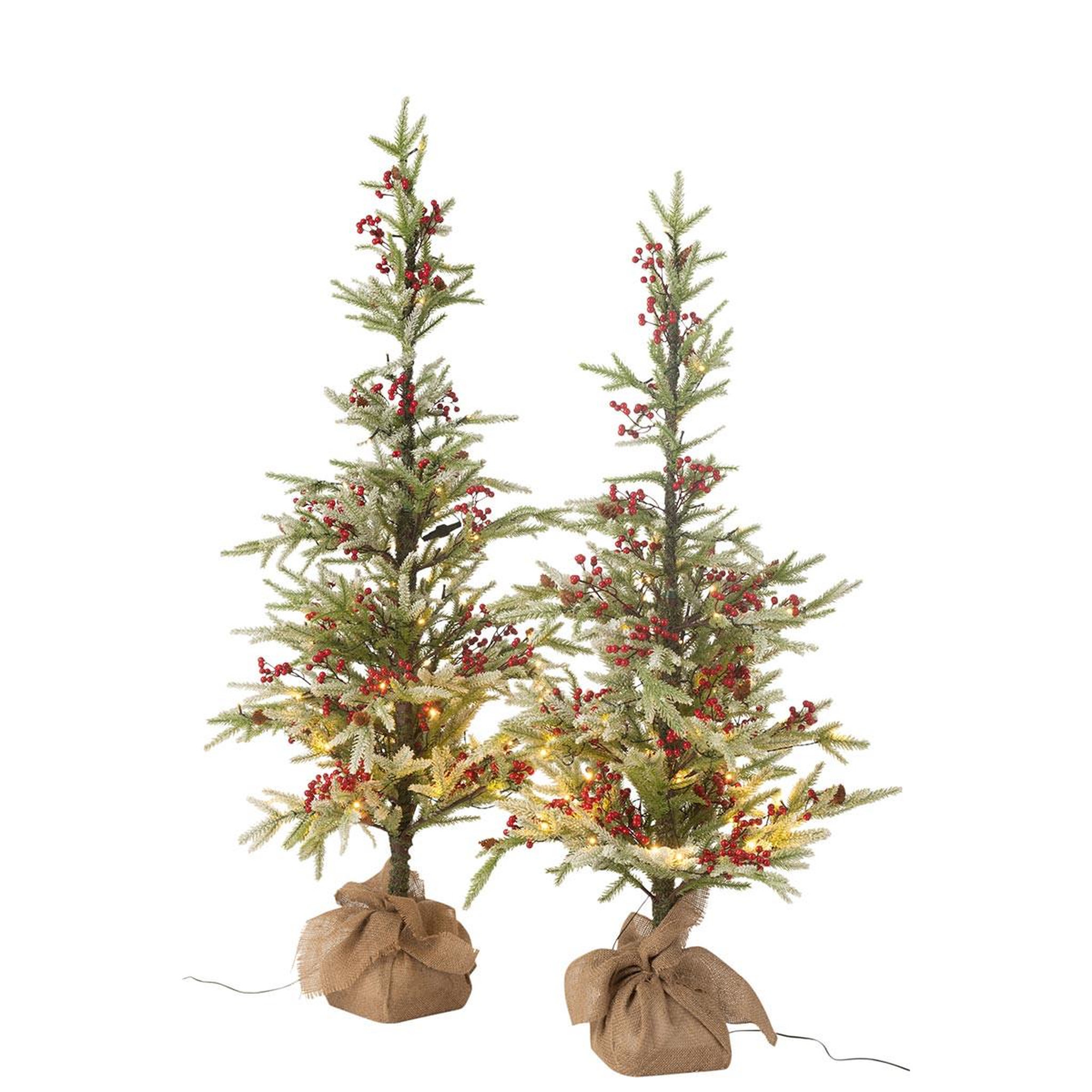 Voir la diapositive 4 : J-LINE Sapin de noël artificiel à led  jute  150cm vert