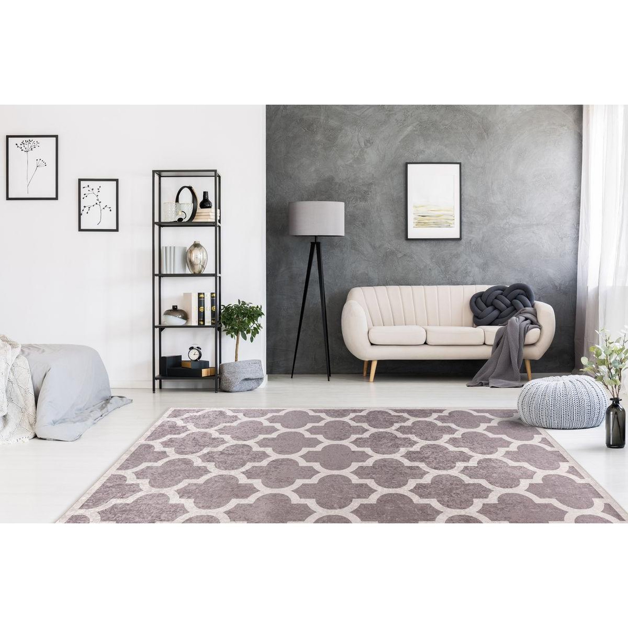 Voir la diapositive 4 : Paris Prix Tapis imprimé à poils courts  sally  taupe & crème