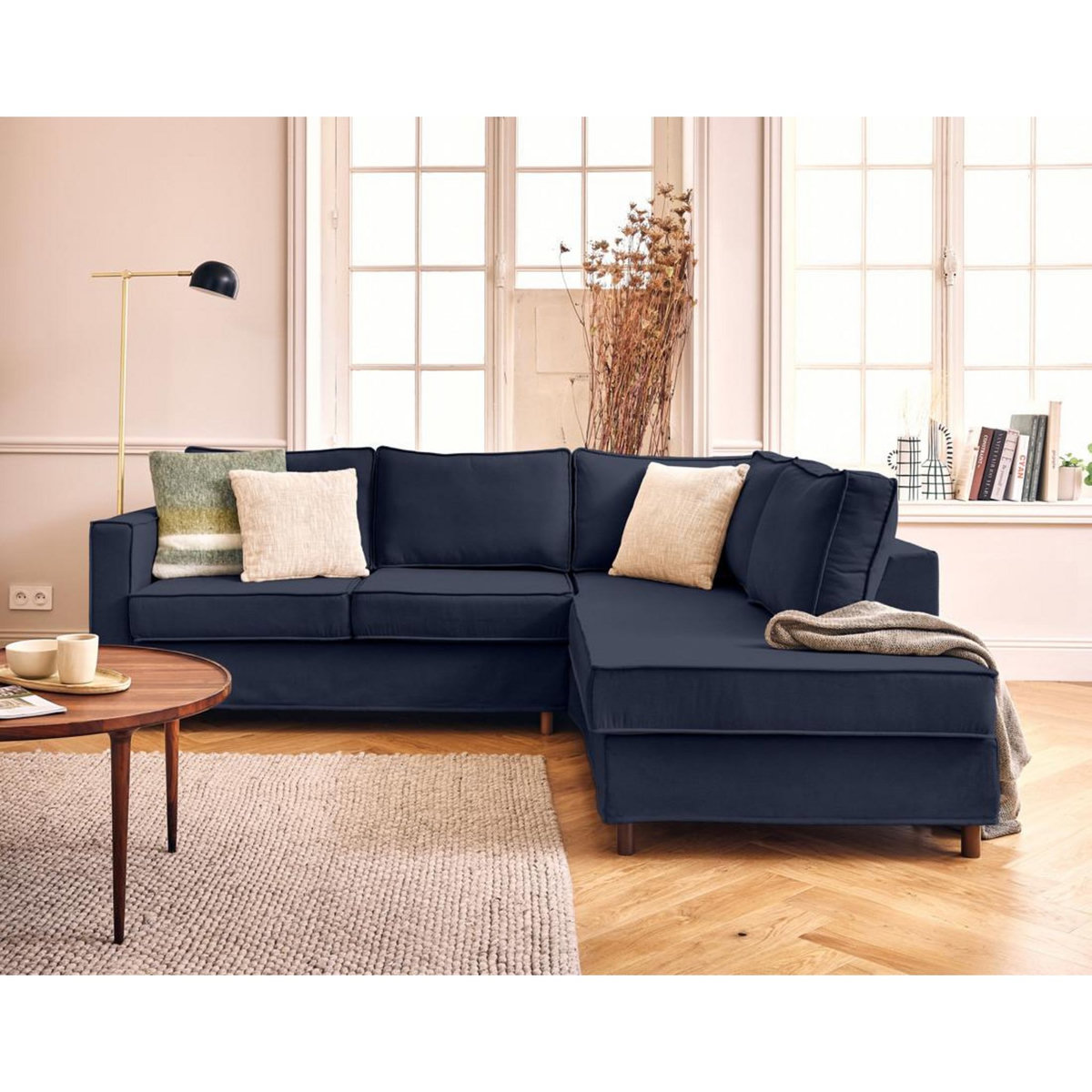 LISA DESIGN Jake - canapé déhoussable d'angle droit 5 places en tissu