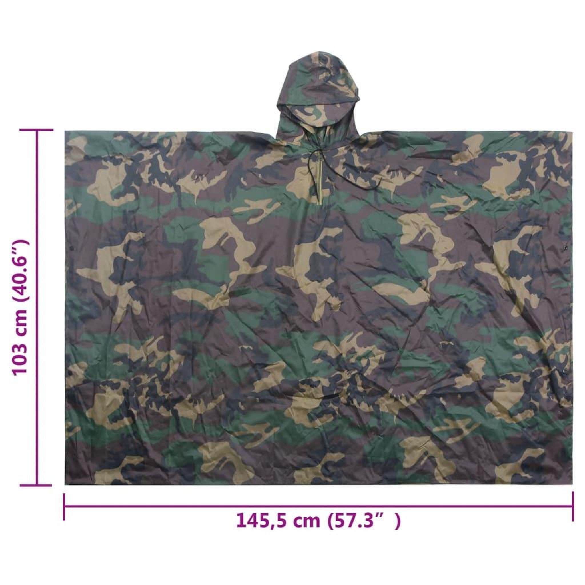 Voir la diapositive 6 : VIDAXL Poncho de pluie impermeable pour camping/randonnee Camouflage