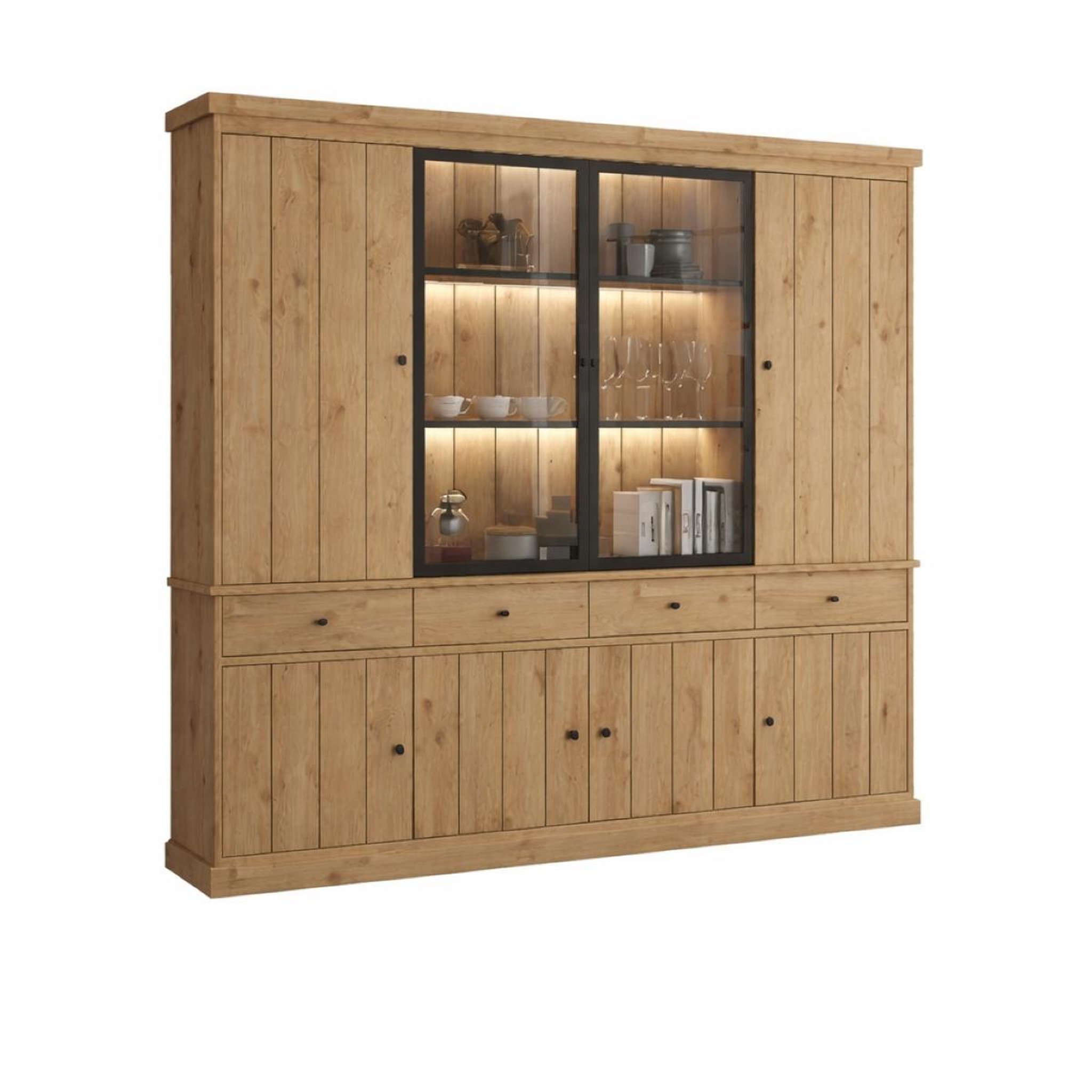 JLC KREATION Vaisselier en bois 4 portes dont 2 vitrées VALENTINE