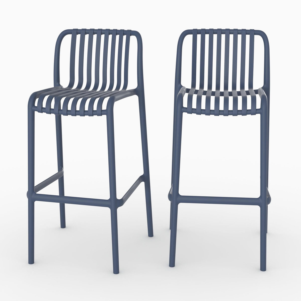 Rendez vous déco Lot de 2 chaises de bar de jardin 76 cm en plastique bleu marine-Duli