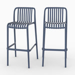 Rendez vous déco Lot de 2 chaises de bar de jardin 76 cm en plastique bleu marine-Duli
