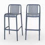 Voir la diapositive 1 : Rendez vous déco Lot de 2 chaises de bar de jardin 76 cm en plastique bleu marine-Duli