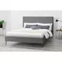 CONCEPT USINE Cadre de lit en velours gris & pieds noirs 160x200 cm RIVERSIDE
