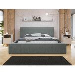 BEST MOBILIER Swan - lit coffre - 140x200 cm - sommier inclus - en velours côtelé grosses côtes. Coloris disponibles : Beige, Bleu, Noir, Gris, Marron, Jaune