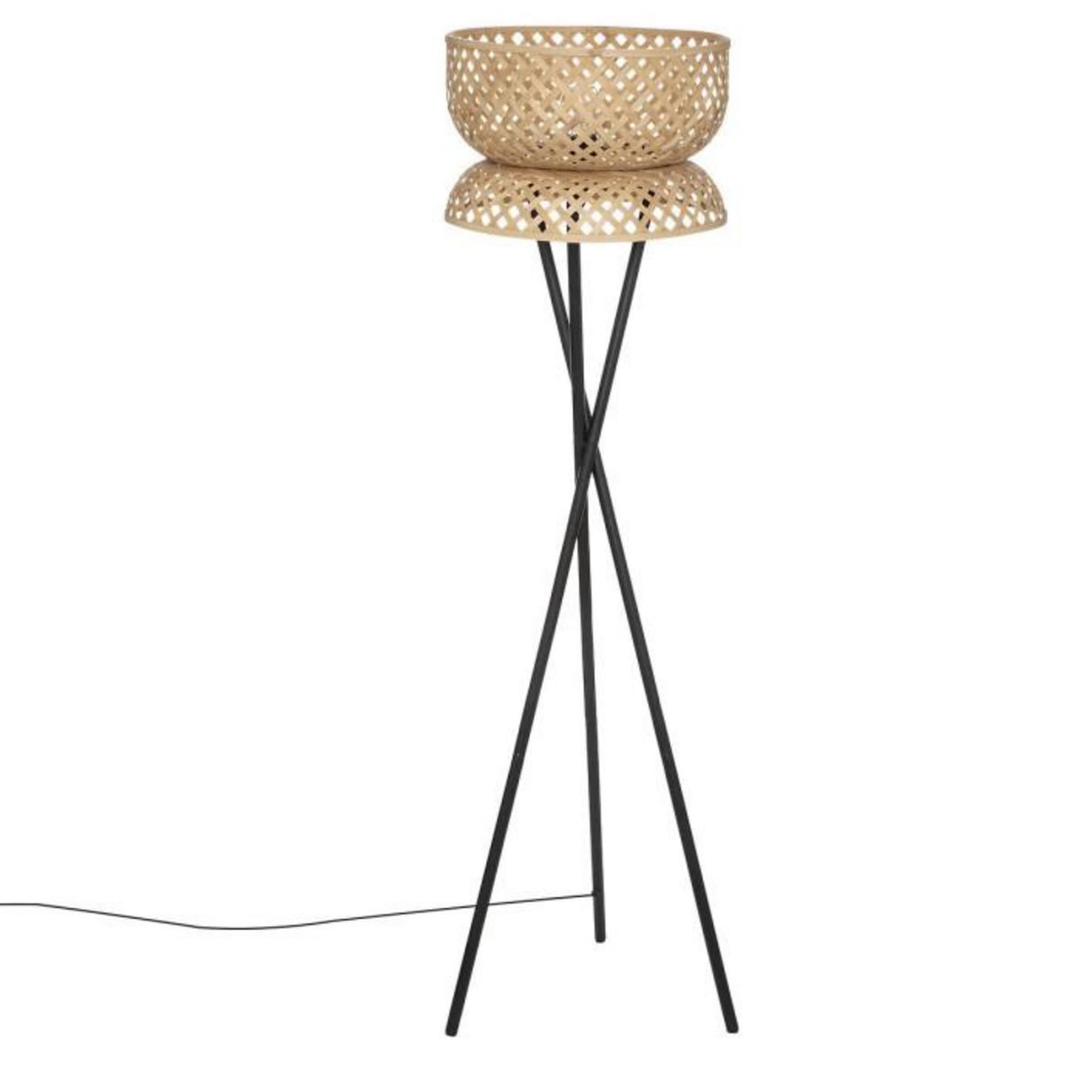 ATMOSPHERA Lampadaire Trépied en Bambou  Suny  145cm Noir