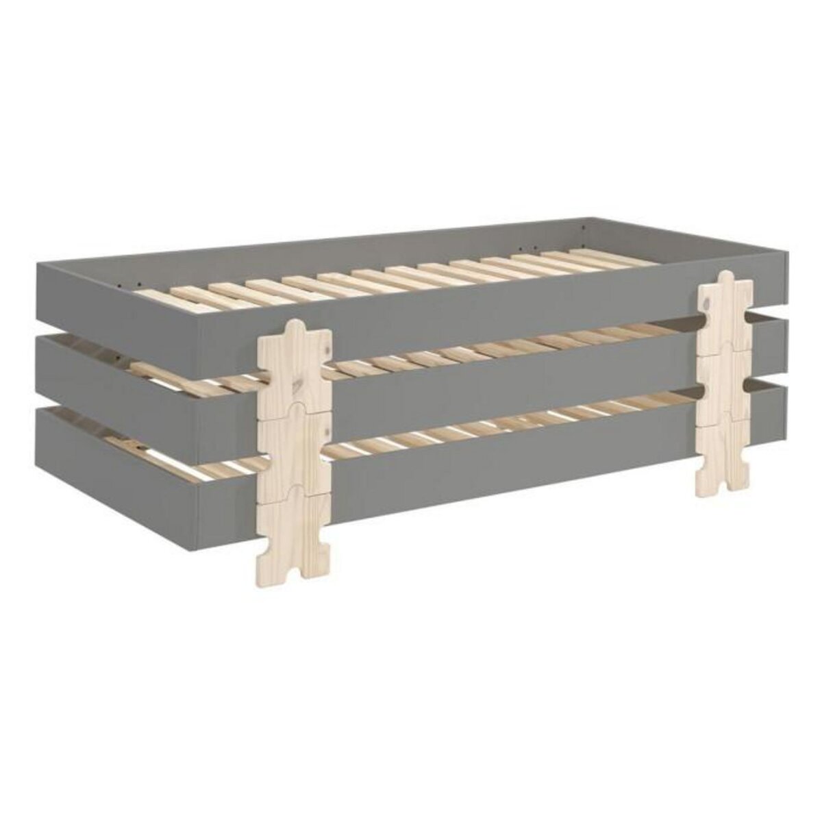 Paris Prix Lit Enfant en Bois  Modulo Puzzle III  90x200cm Gris