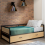 Voir la diapositive 2 : ID MARKET Lit banquette 90 x 190 cm DETROIT convertible 180 x 190 cm style industriel