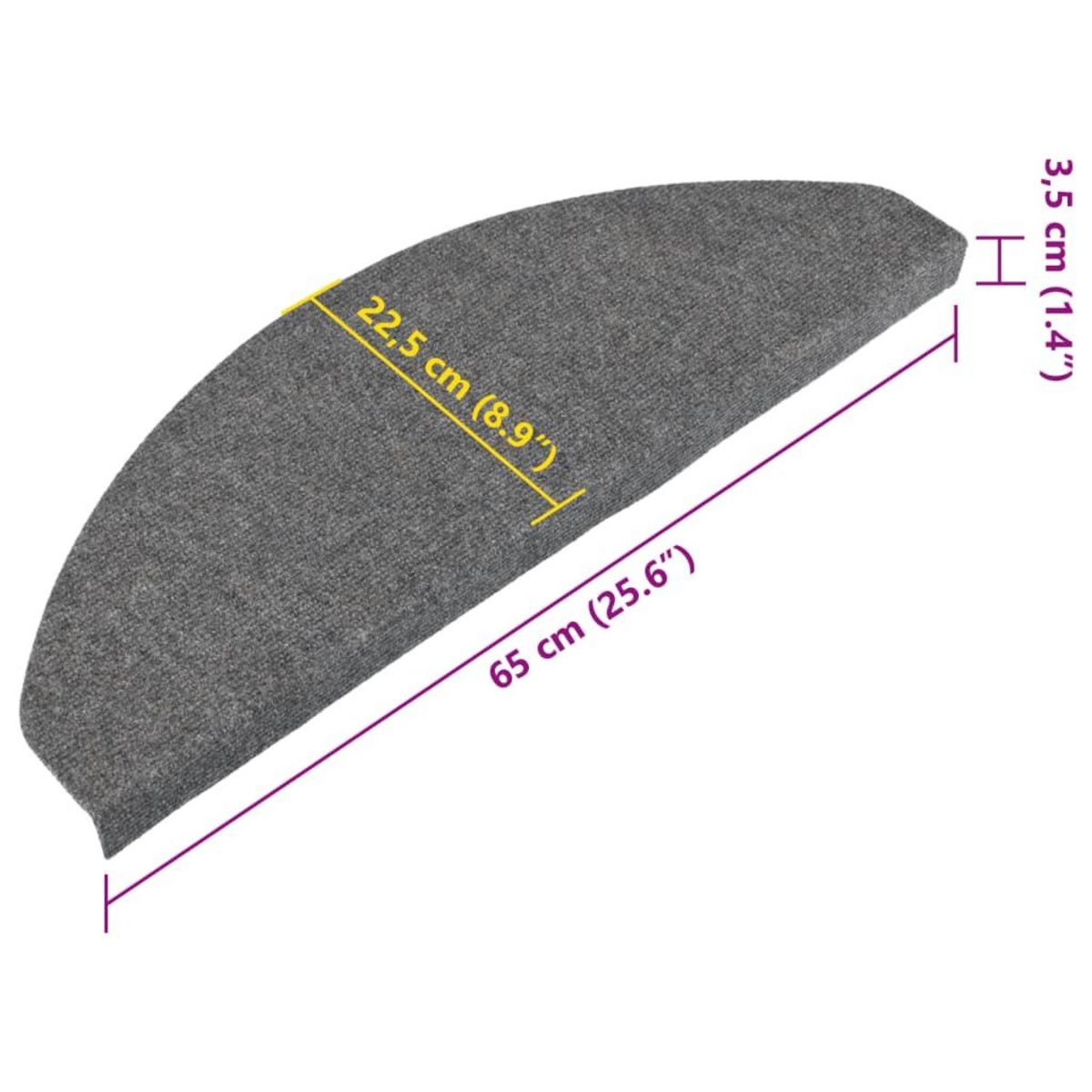 VIDAXL Tapis d'escalier autocollants 15 pcs 65x22,5x3,5 cm Gris