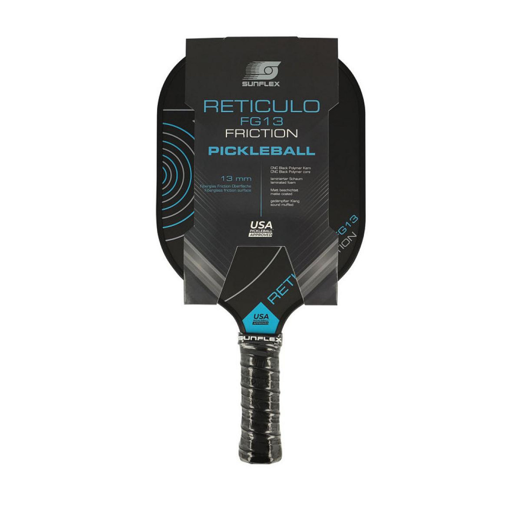 Voir la diapositive 2 : sunflex - raquette pickleball fg reticulo fg13 friction