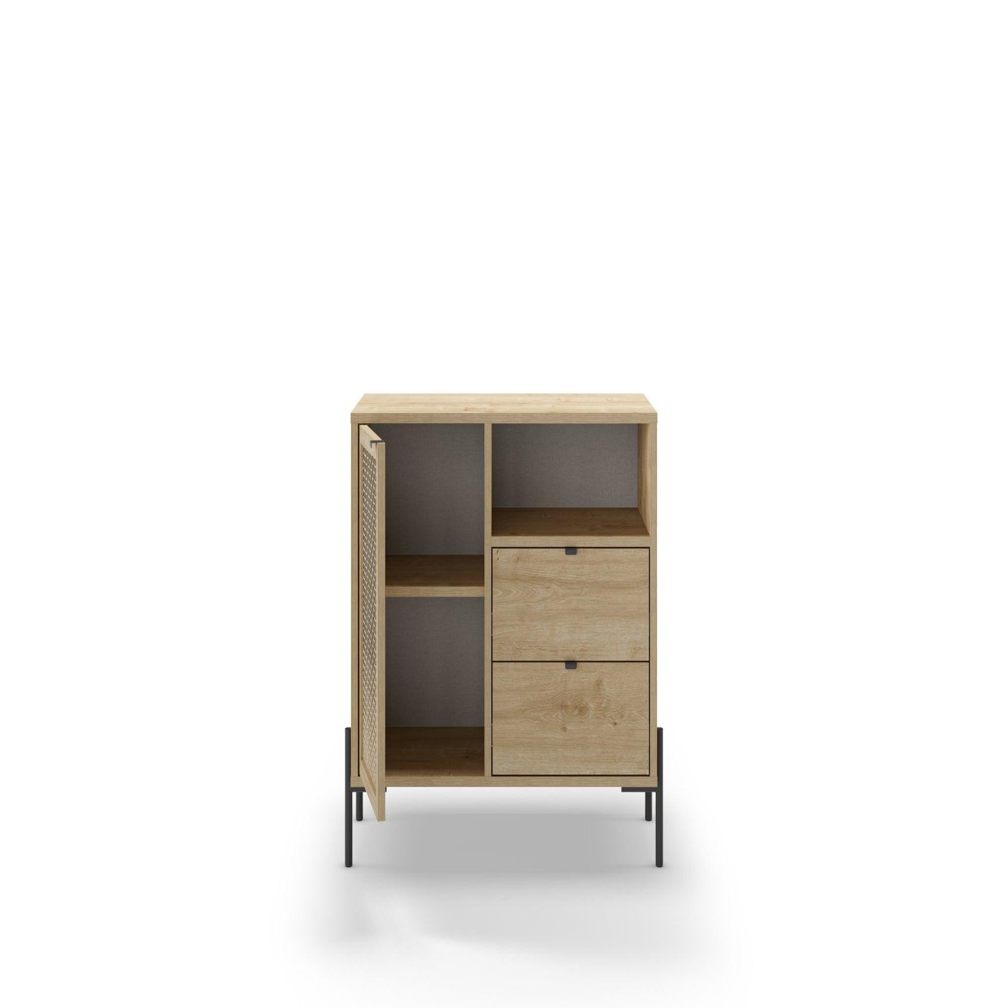 CASANOVA PARIS STERA - Mini commode 1 porte 84cm -en mélamine - Chêne clair
