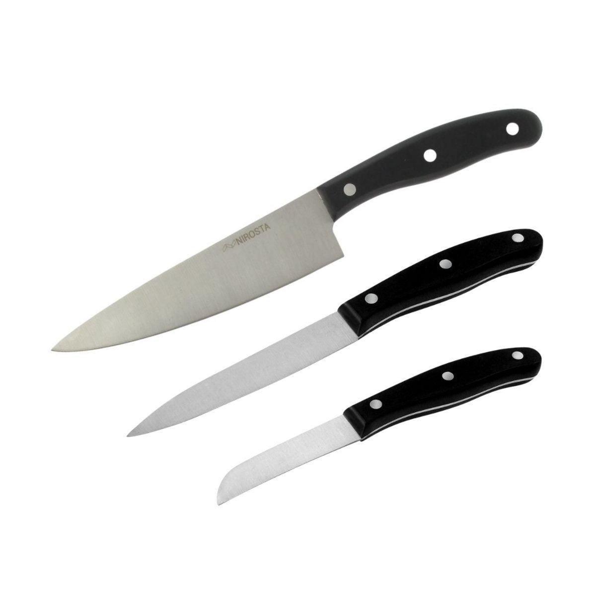 NIROSTA Ensemble de 3 couteaux de cuisine 20, 22 et 31 cm Nirosta