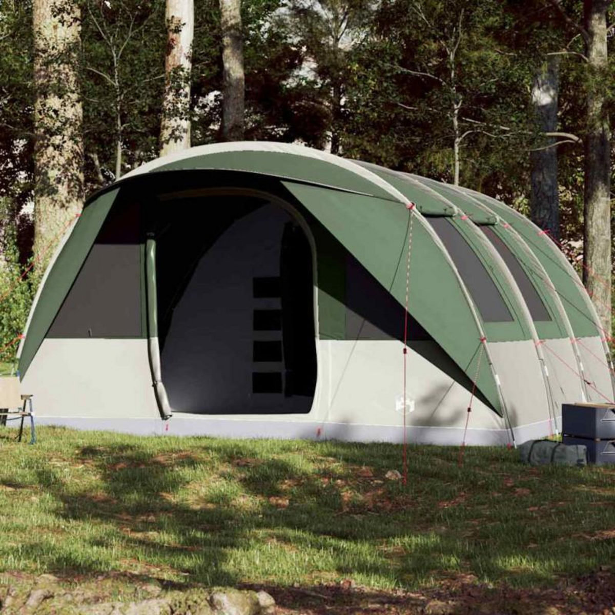 VIDAXL Tente de camping tunnel 7 personnes vert imperméable
