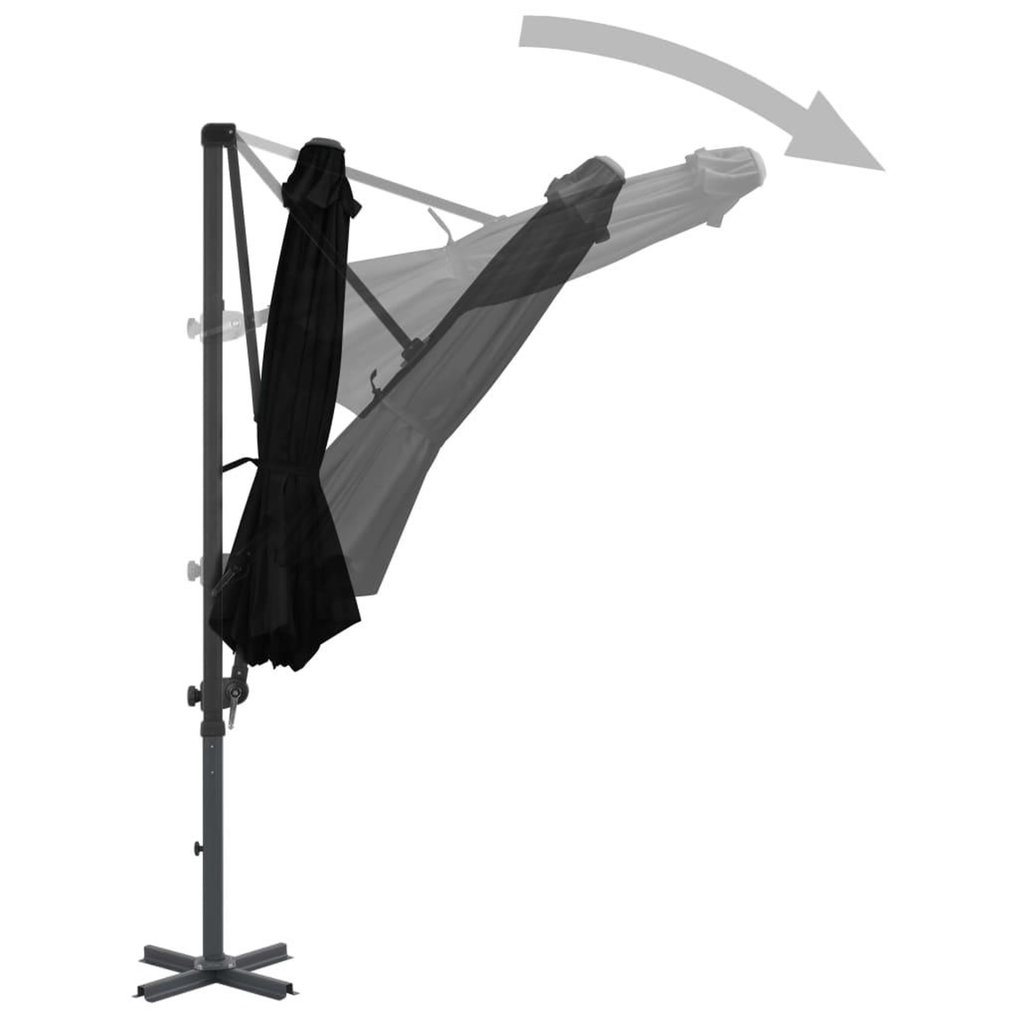 Voir la diapositive 4 : VIDAXL Parasol de jardin en porte-a-faux avec mat en aluminium noir