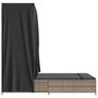 Voir la diapositive 5 : VIDAXL Chaise longue double avec toit et rideaux gris resine tressee