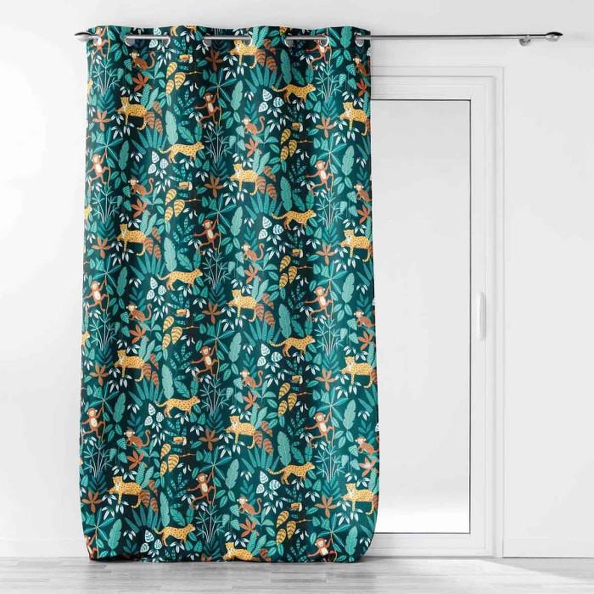 Voir la diapositive 1 : Paris Prix Rideau Enfant  Jungle Story  140x260cm Bleu