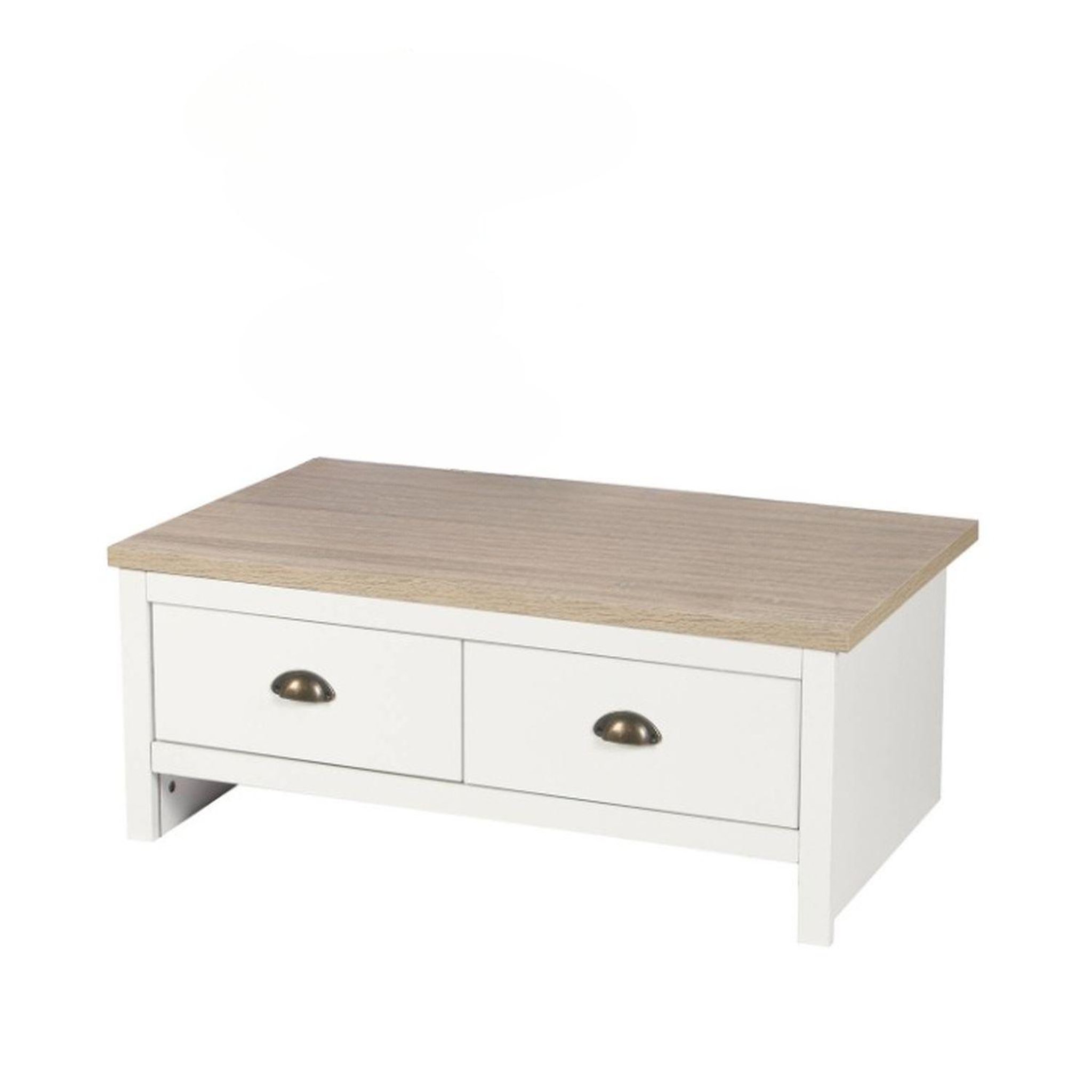 Voir la diapositive 1 : DIVERS Table basse 2 tiroirs en bois hanoi - blanc