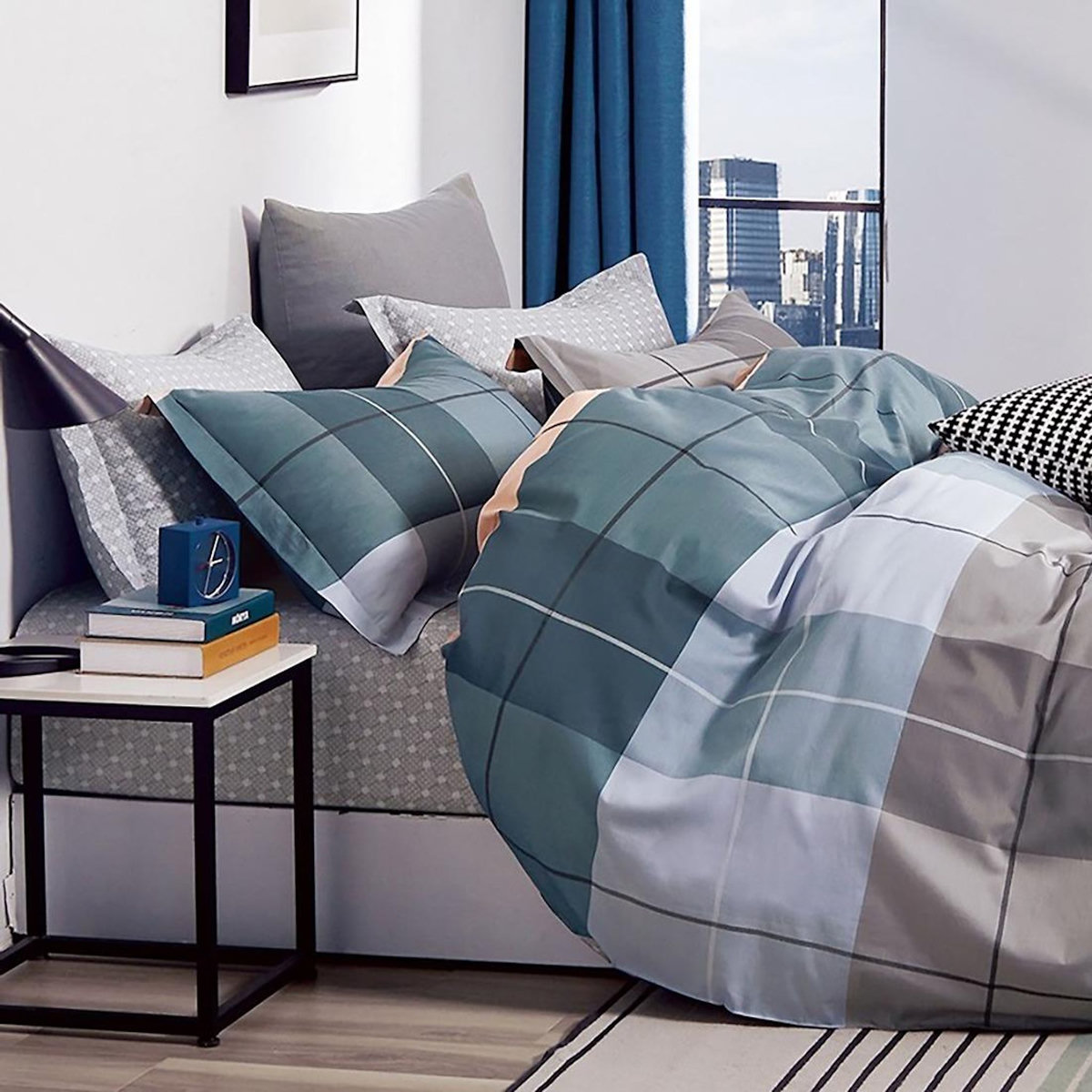 Home collection Parure housse de couette 100 % percale de coton 80 fils Urban