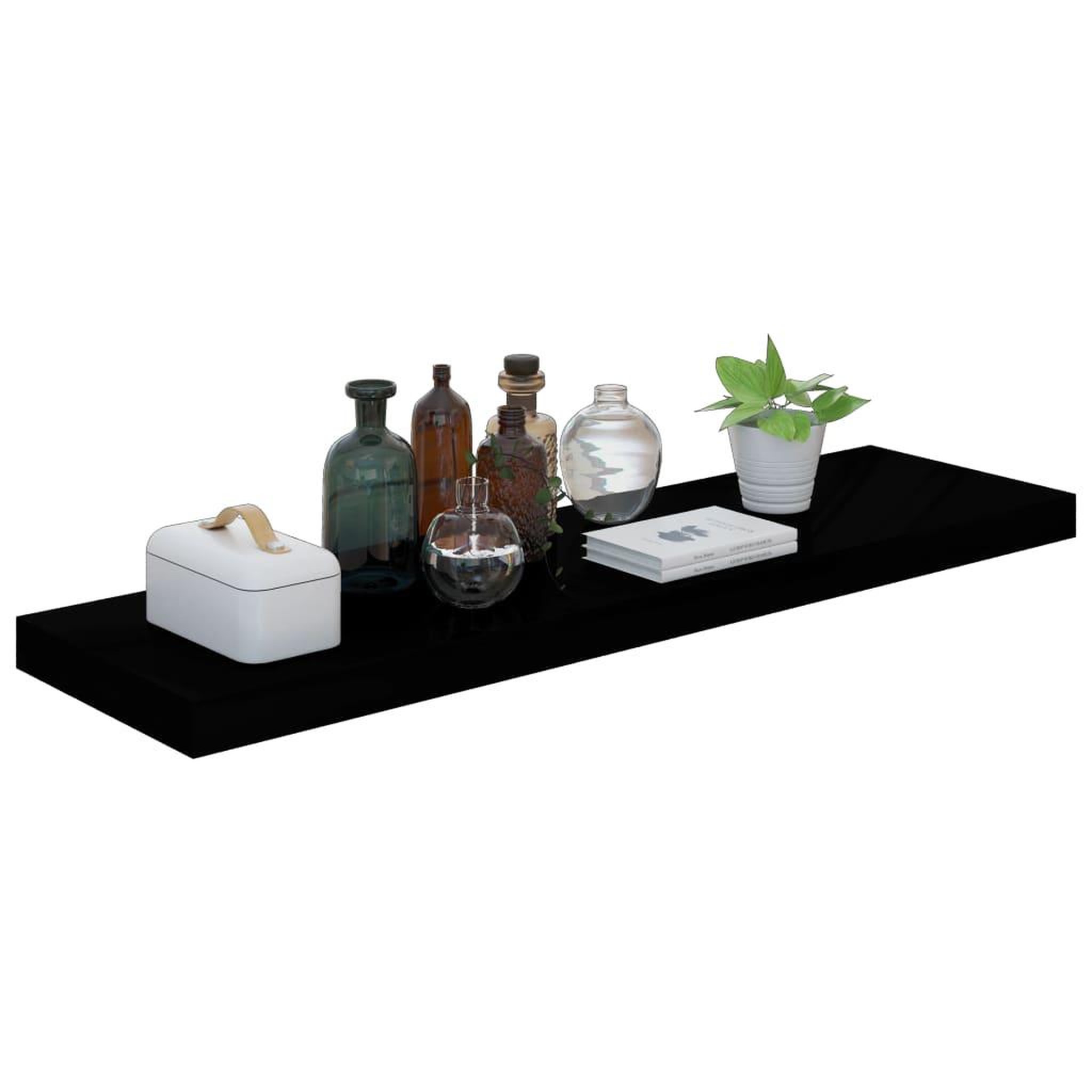 Voir la diapositive 3 : VIDAXL Etagere murale flottante 4 pcs Noir brillant 90x23,5x3,8 cm MDF